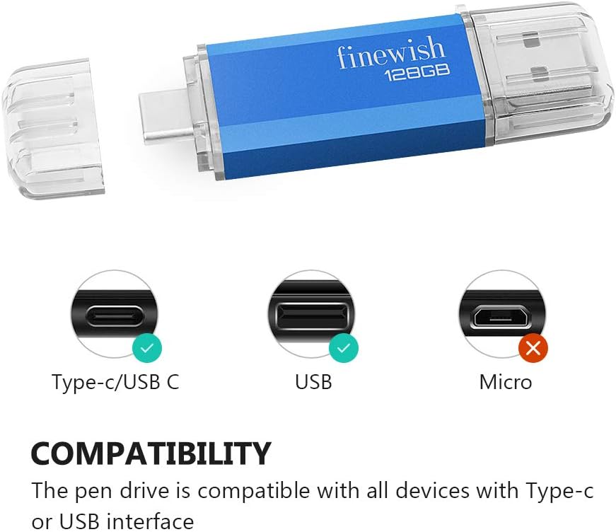 Detalle de USB C Memory Stick 128 GB – 2 in 1 Type C Flash Drive (Blue)
