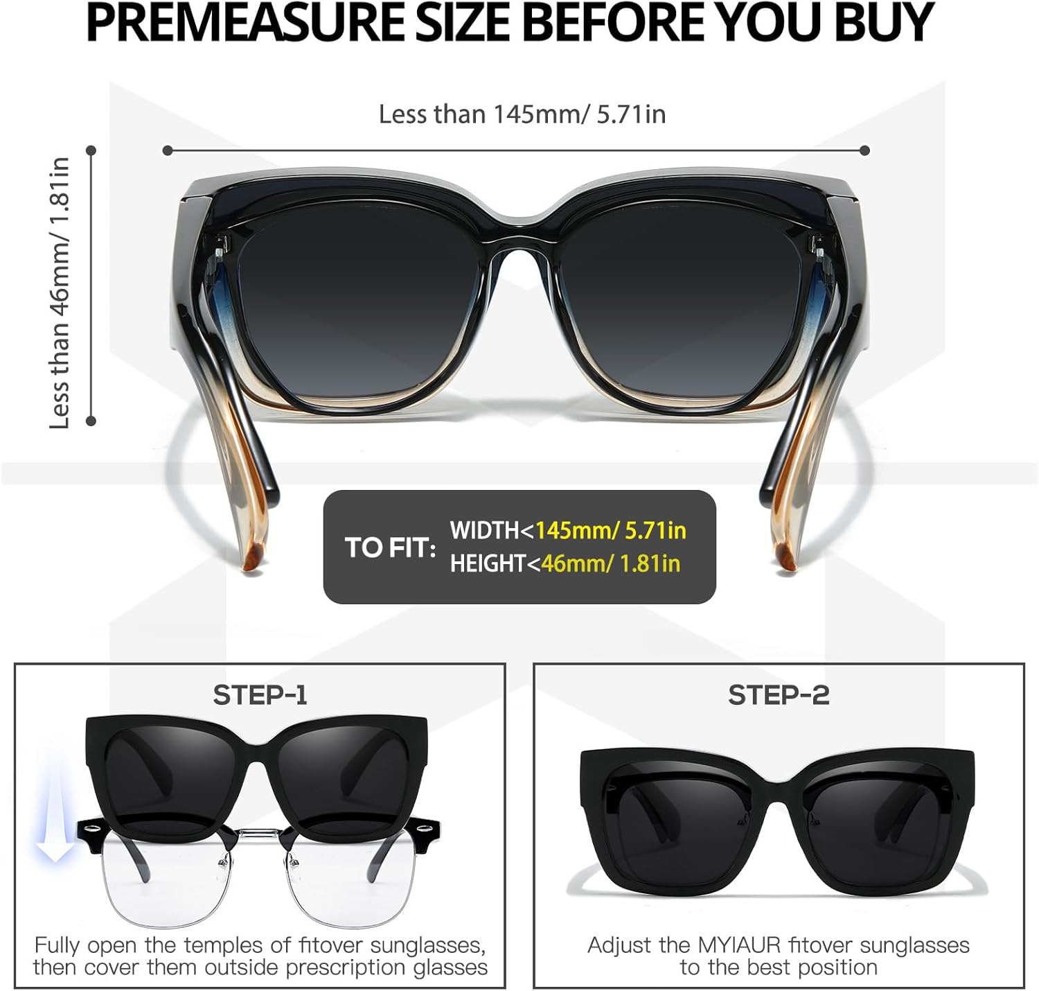 Detalle 2 de Myiaur 2 Pack Over Glasses Sunglasses for Women – Polarised Oversized UV400, Driving & Outdoor