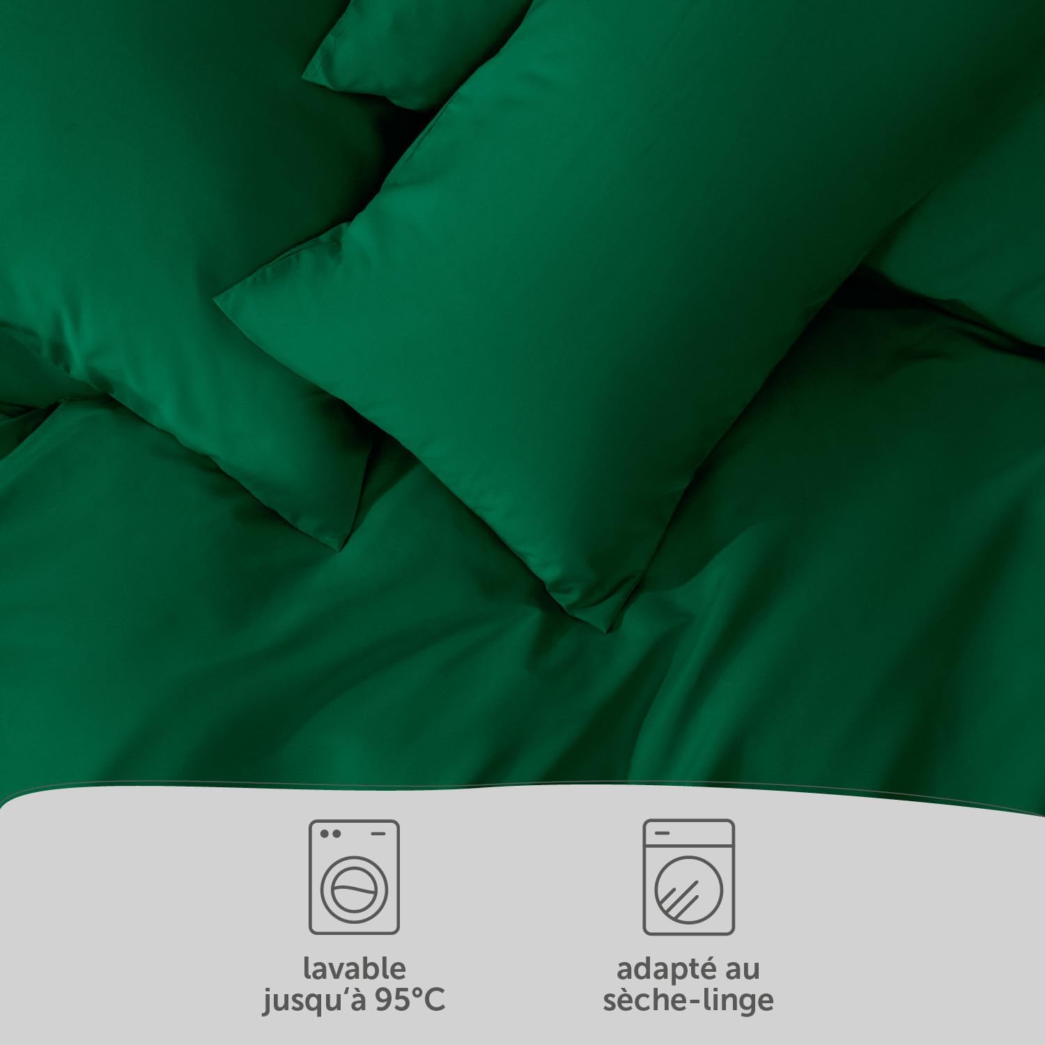 Detalle de Blumtal Housse de Couette 2x135x200 + Taies d'oreiller 40x80 – Vert Foncé certifiée Oeko-Tex