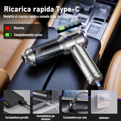 Detalle de ZINVILOY Aspirapolvere Senza Fili 28000 Pa – 4-in-1, Motore Brushless, One-Touch e Filtri HEPA