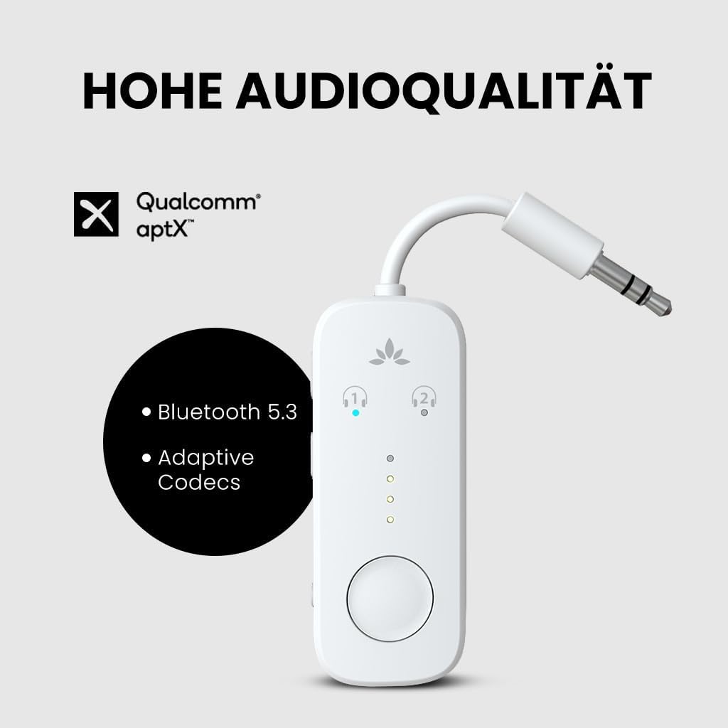 Thumbnail 2 de Avantree Relay Bluetooth 5.3 Adapter für Flugzeug mit Qualcomm aptX Adaptive (3,5-mm AUX Transmitter)