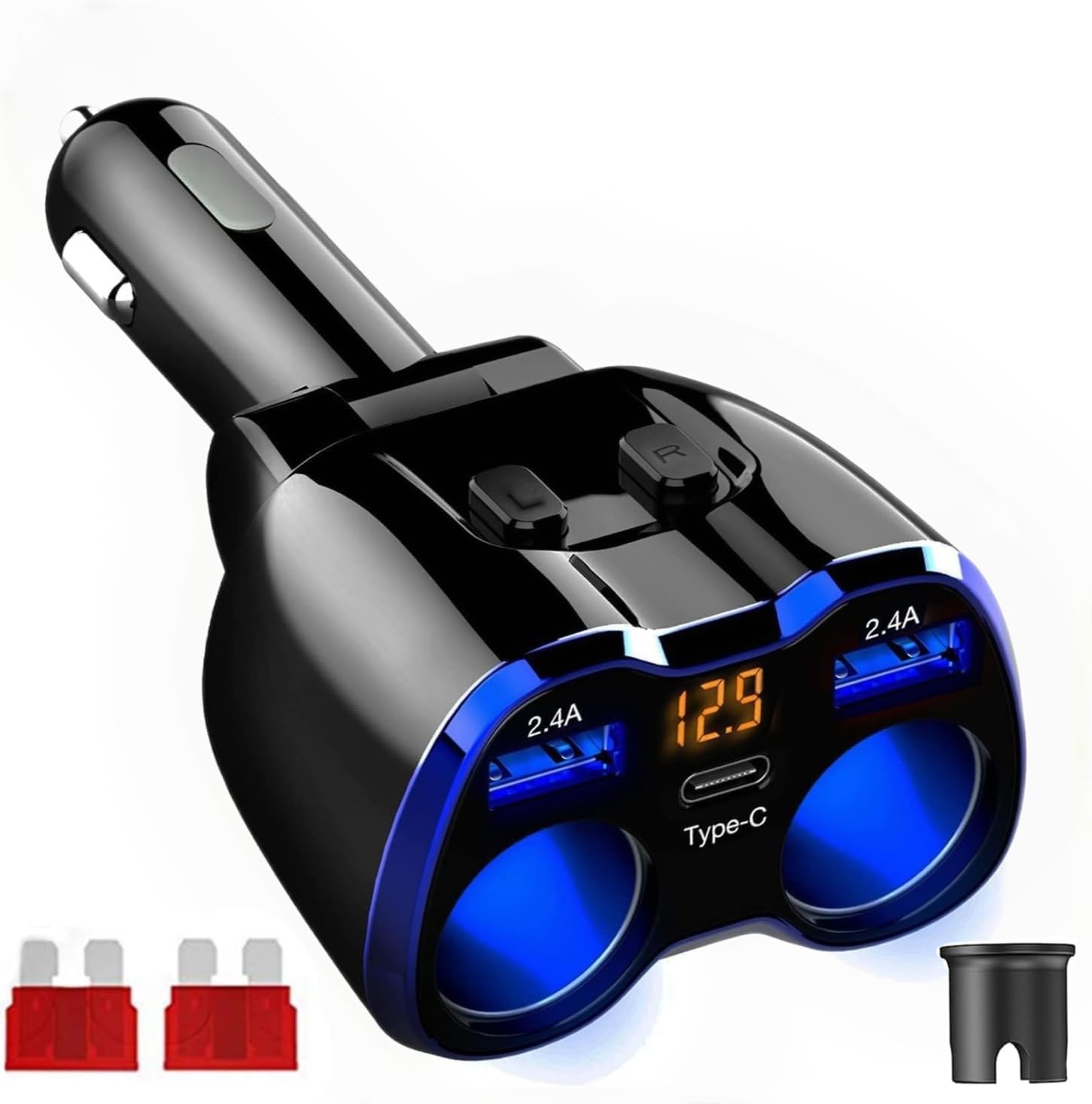 Car Charger 120W with Dual USB and Type‑C 🔌