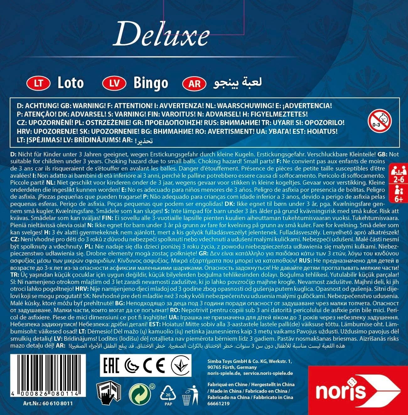 Detalle 2 de Jeu classique Bingo Deluxe noris 606108011 (21 x 21 x 21 cm)