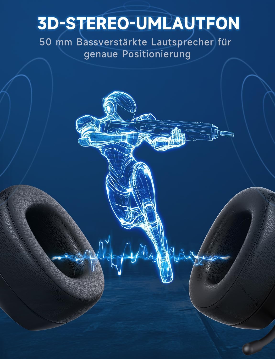 Thumbnail 2 de Gvyugke Wireless Gaming Headset – 7.1 Surround, 70 h Akku, 2,4 GHz & Bluetooth 5.3, Noise-Cancelling Mikrofon, RGB, faltbar