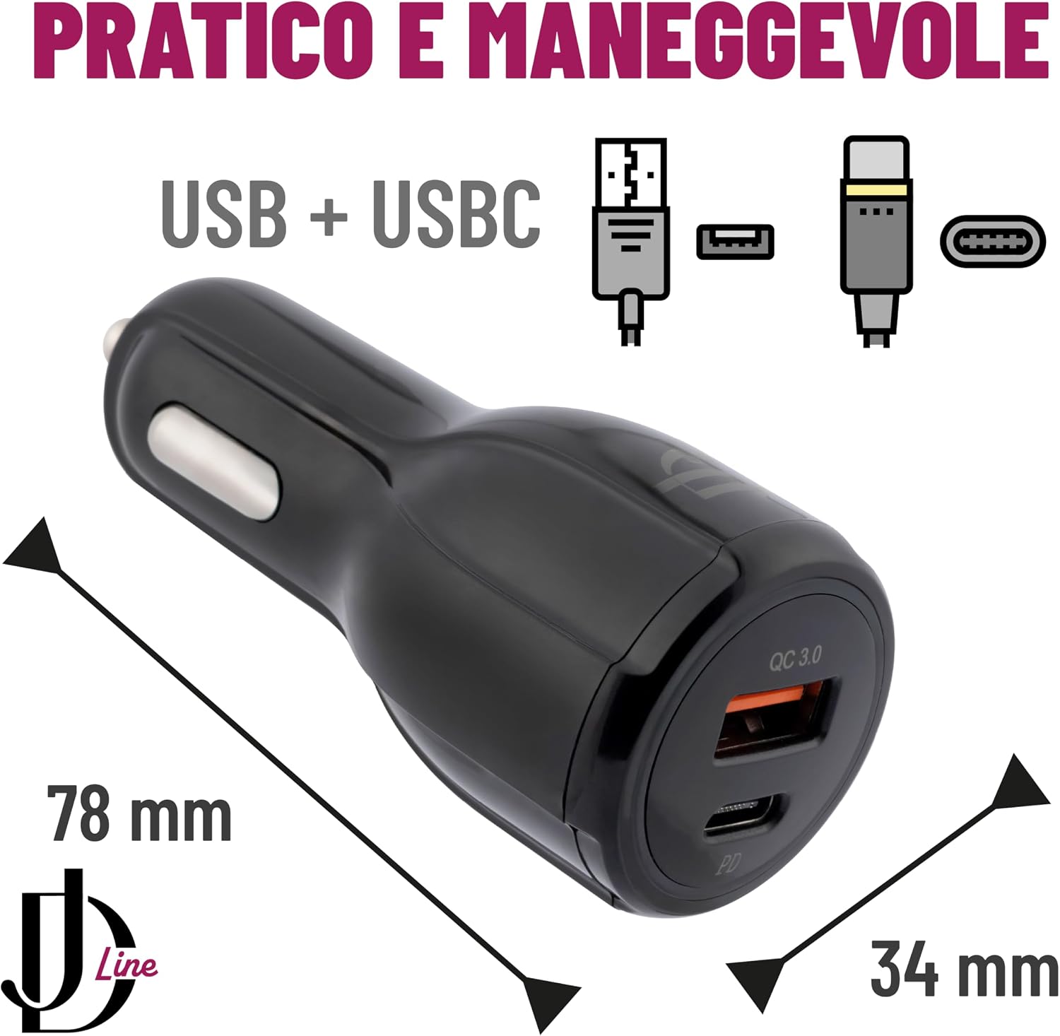 Thumbnail 2 de Caricatore Auto USB-C QC 3.0