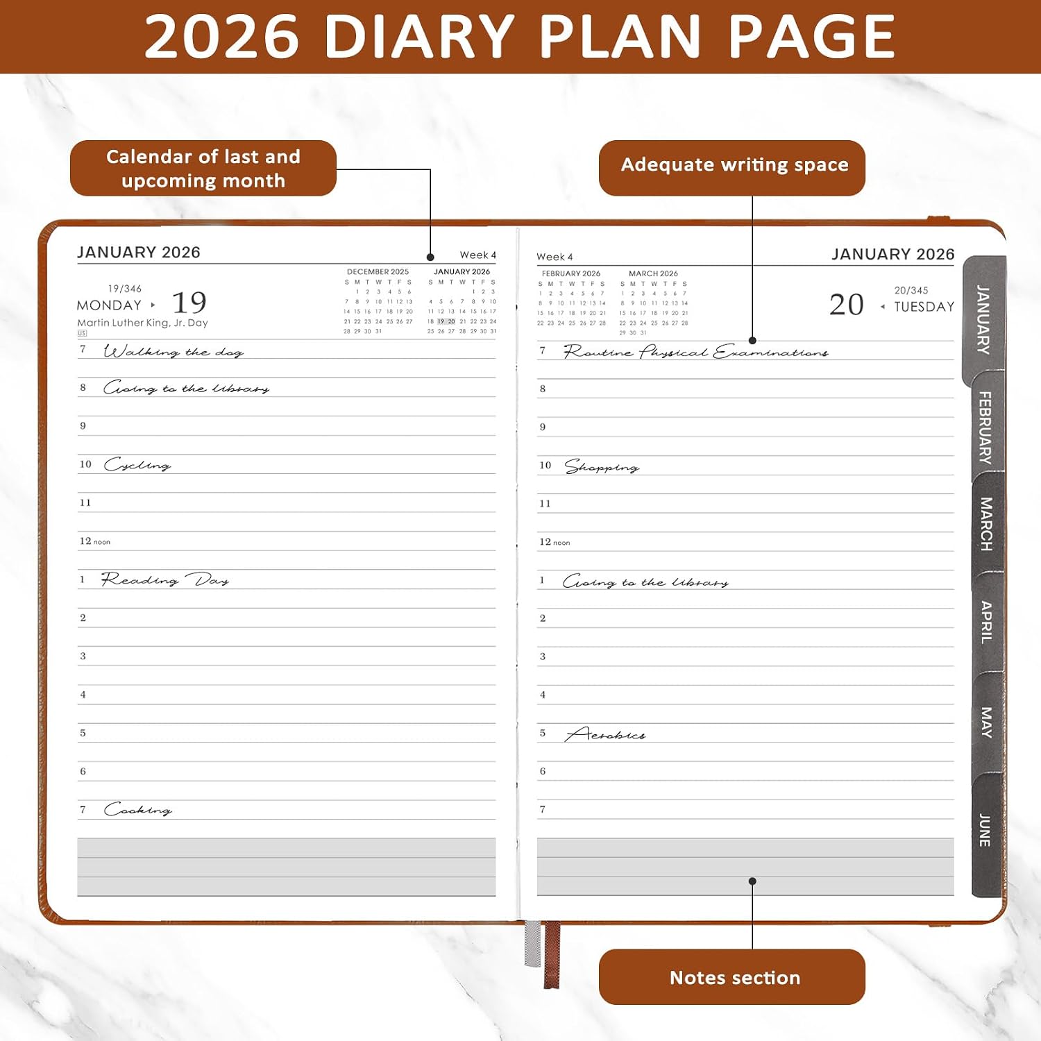 Thumbnail 4 de Diary 2026 A5 day‑per‑page planner, 14.8×21.4cm 📔
