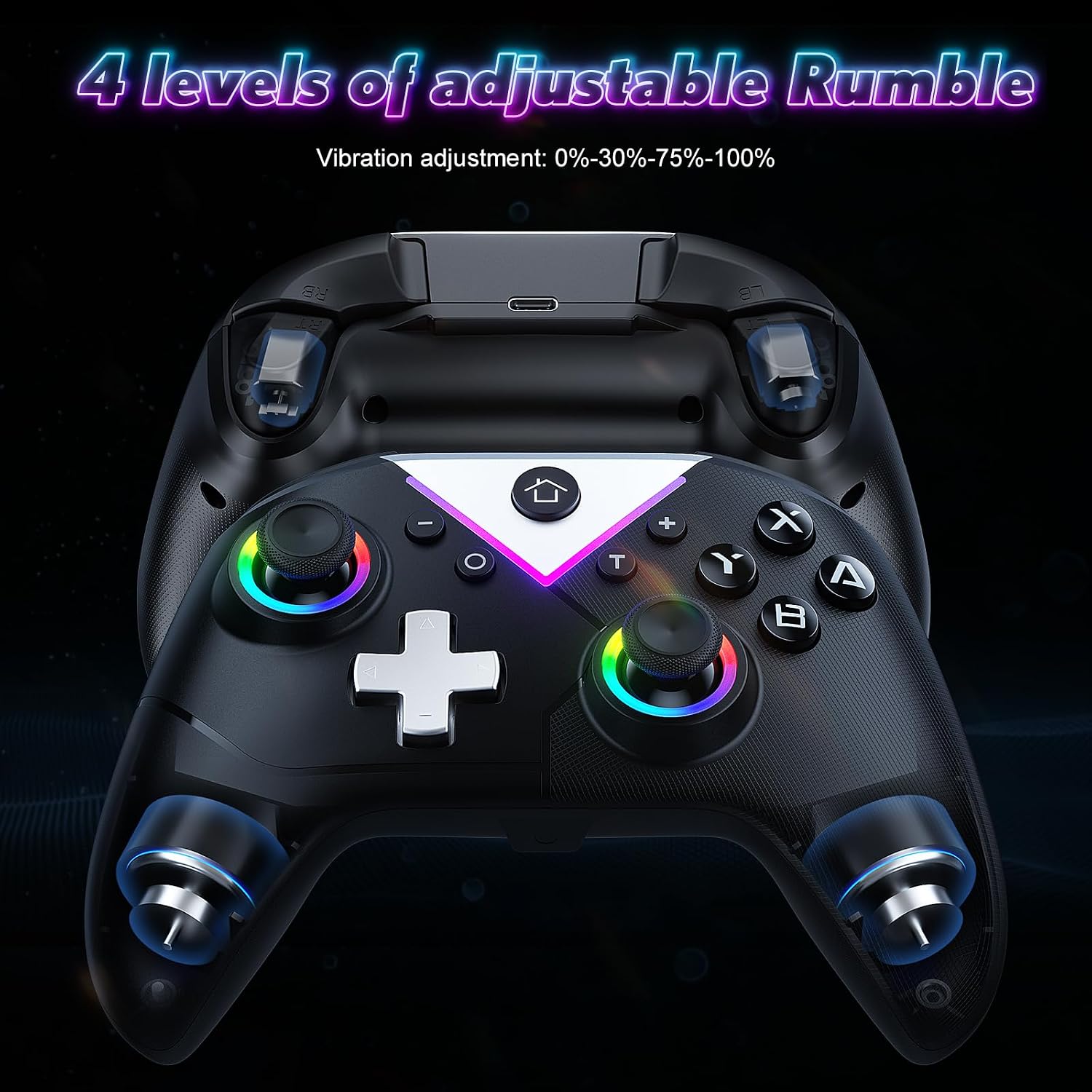Thumbnail 4 de Lapezi RGB Wireless Controller für Switch, Switch OLED/Lite und PC – Bluetooth Gamepad mit Hall-Effekt-Sticks, Rückenpaddeln und Turbo