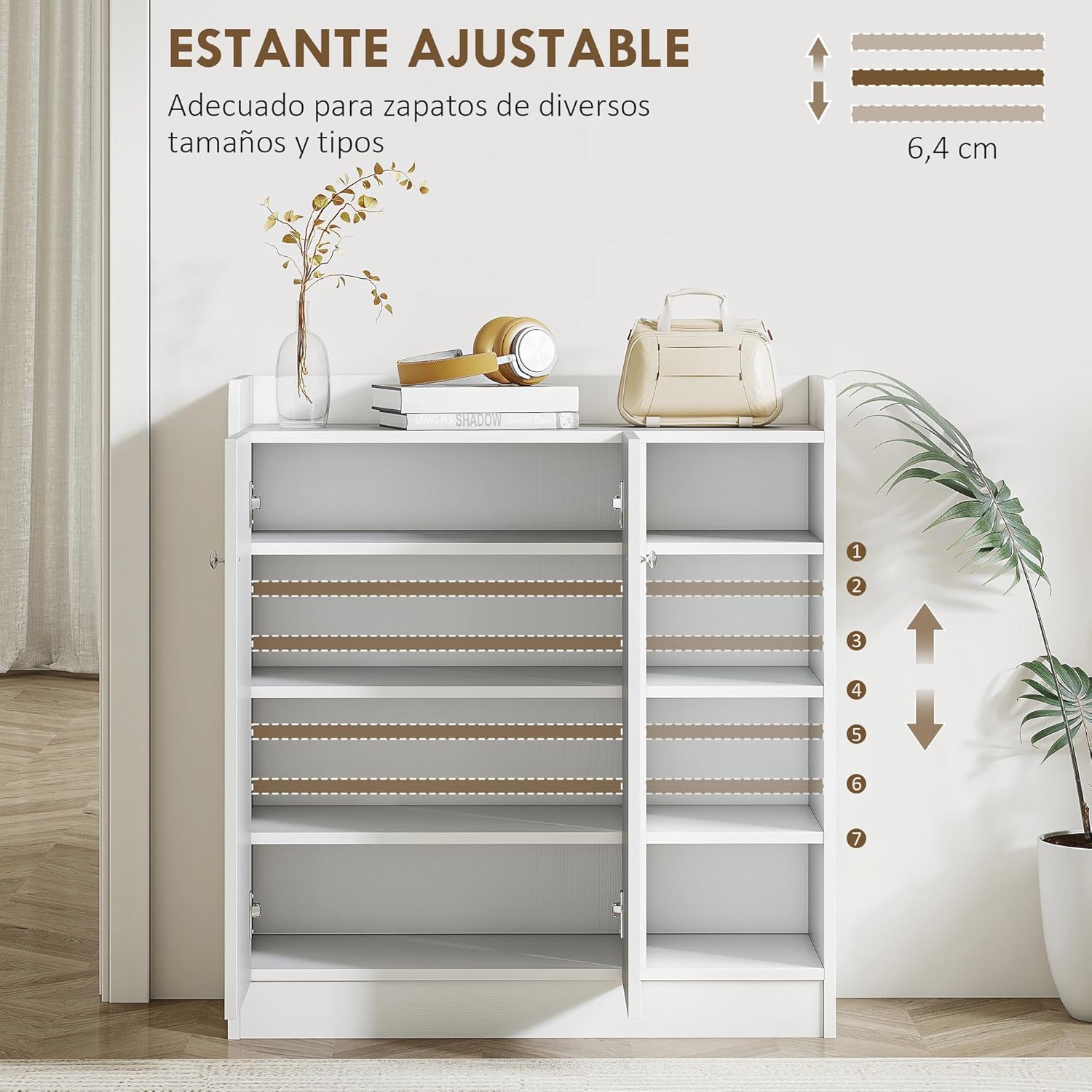 Thumbnail 4 de HOMCOM Mueble Zapatero 2 Puertas 12 pares