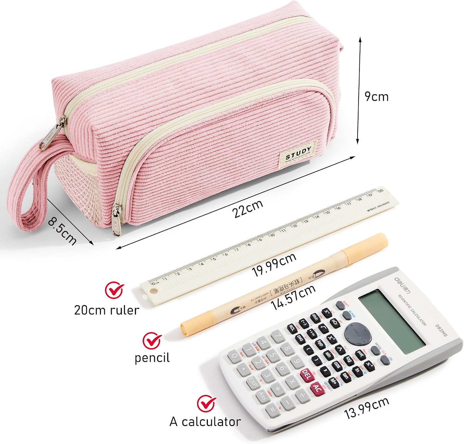 Thumbnail 5 de KALIDI Corduroy Pencil Case with Multi Pockets (8.3 x 3.5 x 4 in)
