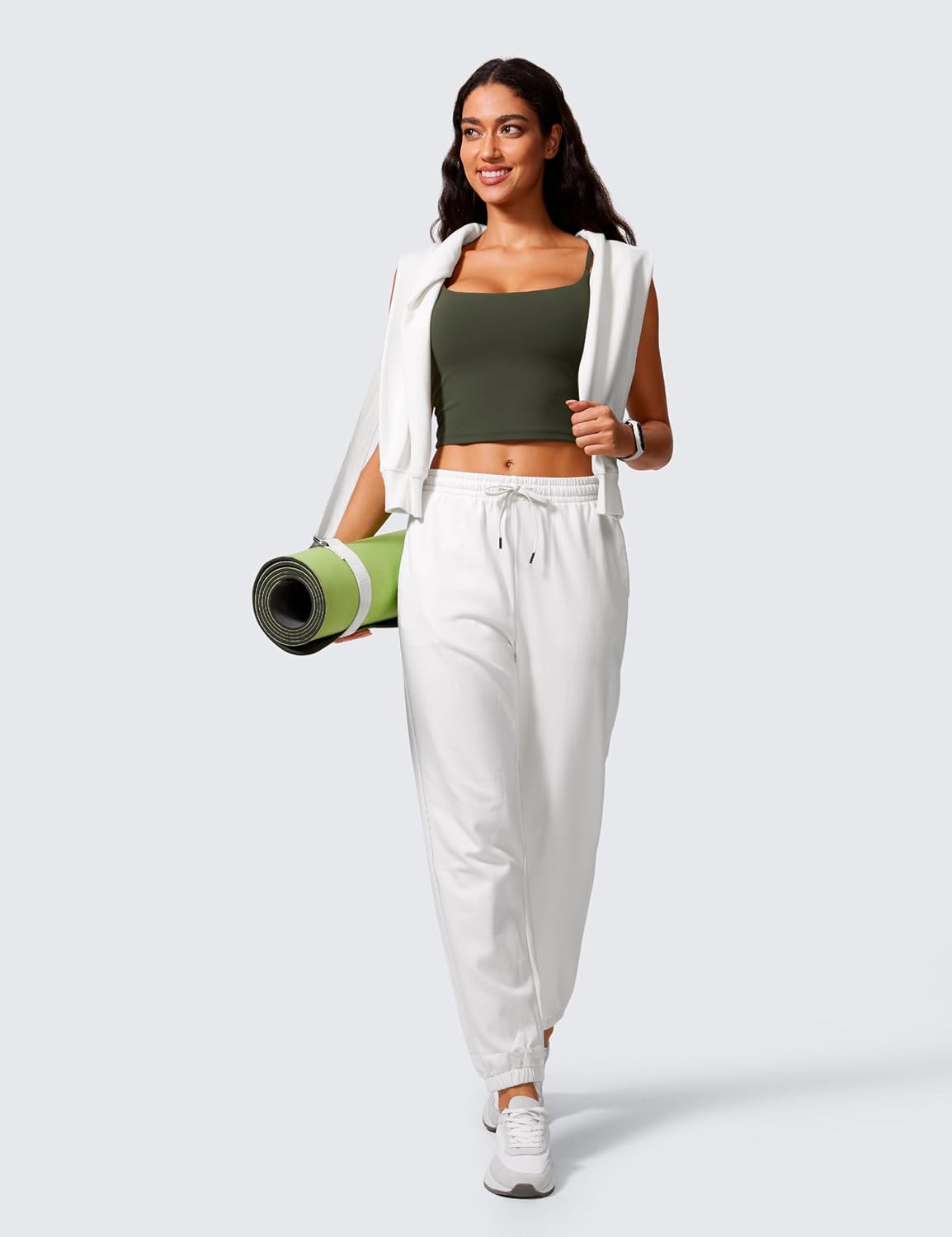 Detalle de CRZ YOGA Butterlift Damen – Ohne Bügel Sport BH mit verstellbaren Trägern, Longline Crop Top