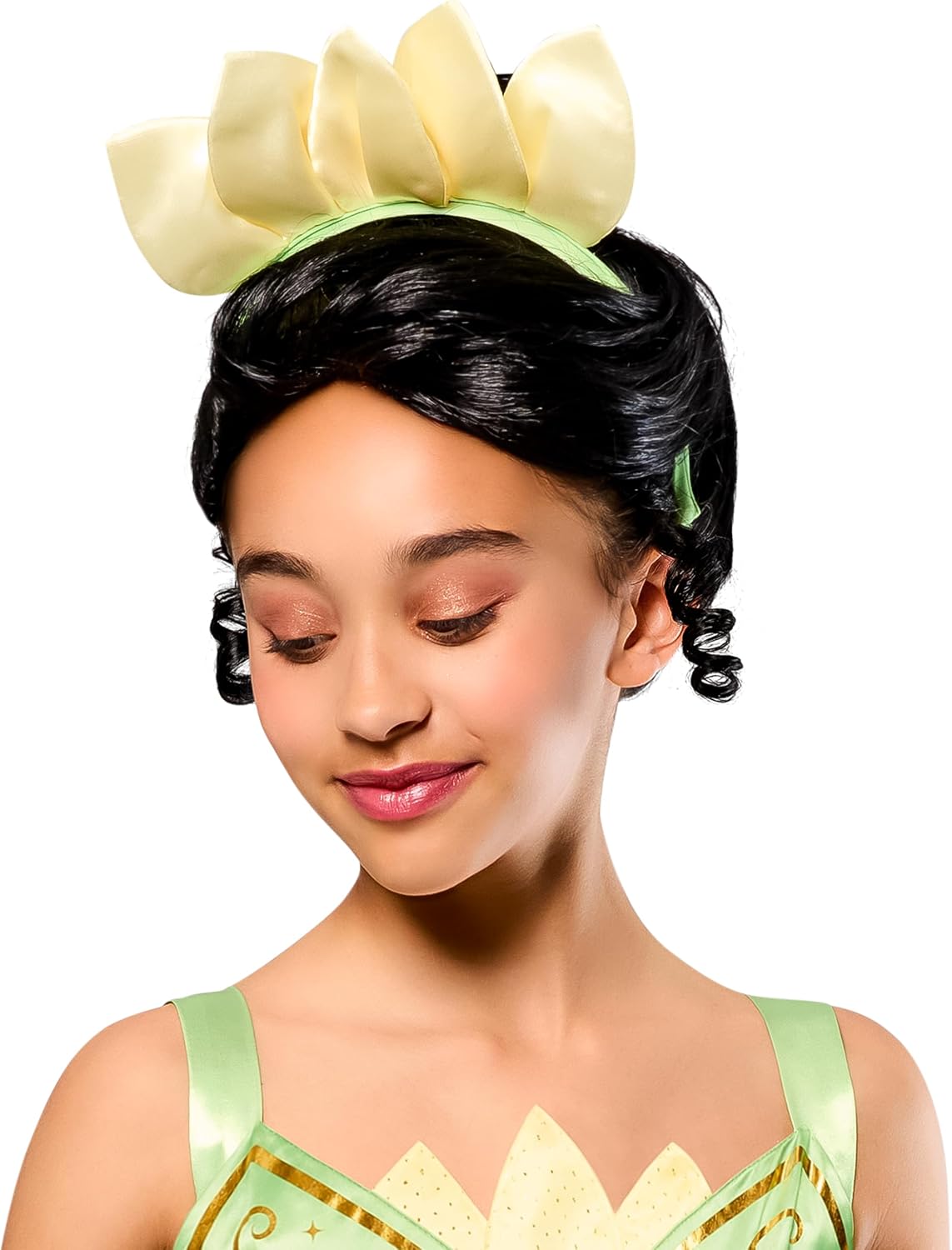Detalle 2 de Party City AM8411784 Disney Princess Tiana Costume Dress, Gold Foil and Glitter Mesh