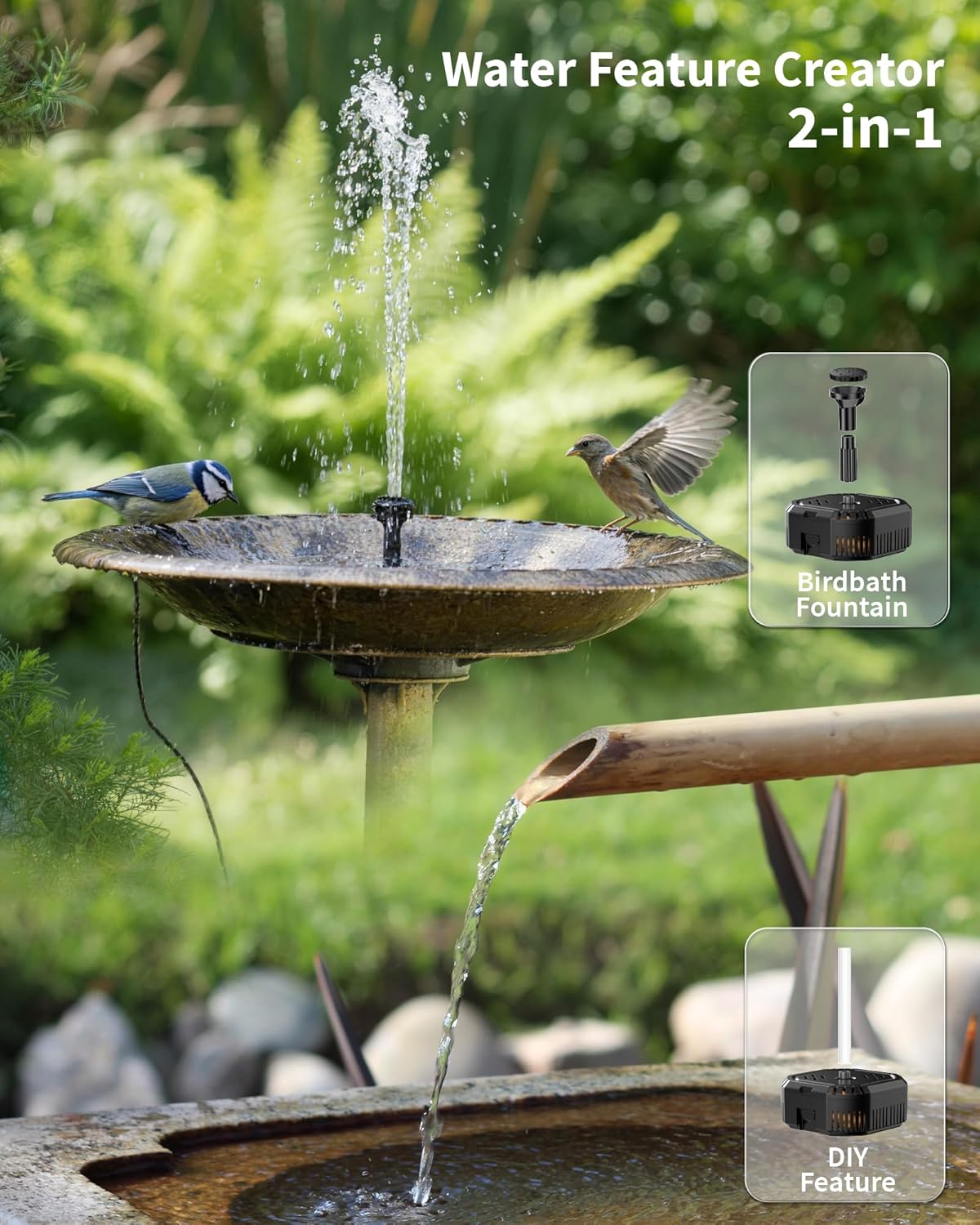Thumbnail 5 de POPOSOAP Solar Water Fountain with Filter (6.5W) for small ponds, bird baths & fish tanks