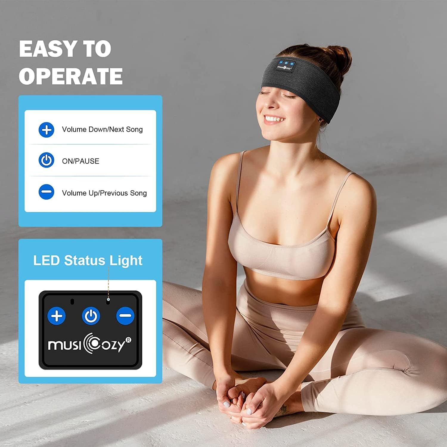 Detalle 2 de MUSICOZY Sleep Headphones Bluetooth 5.4 headband