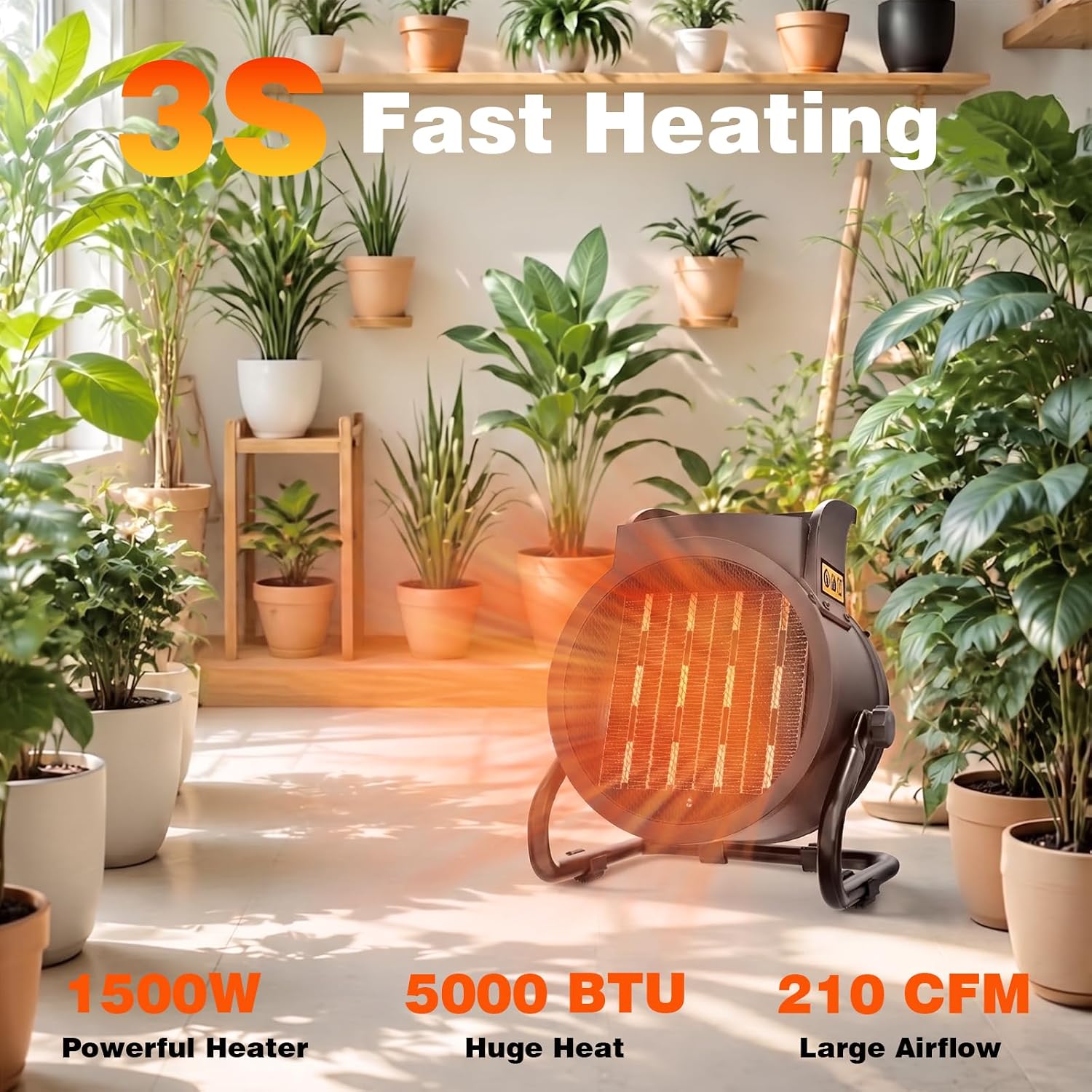 Detalle de ZIZIWIN GHH-BK Greenhouse Heater, 1500W with Digital Thermostat