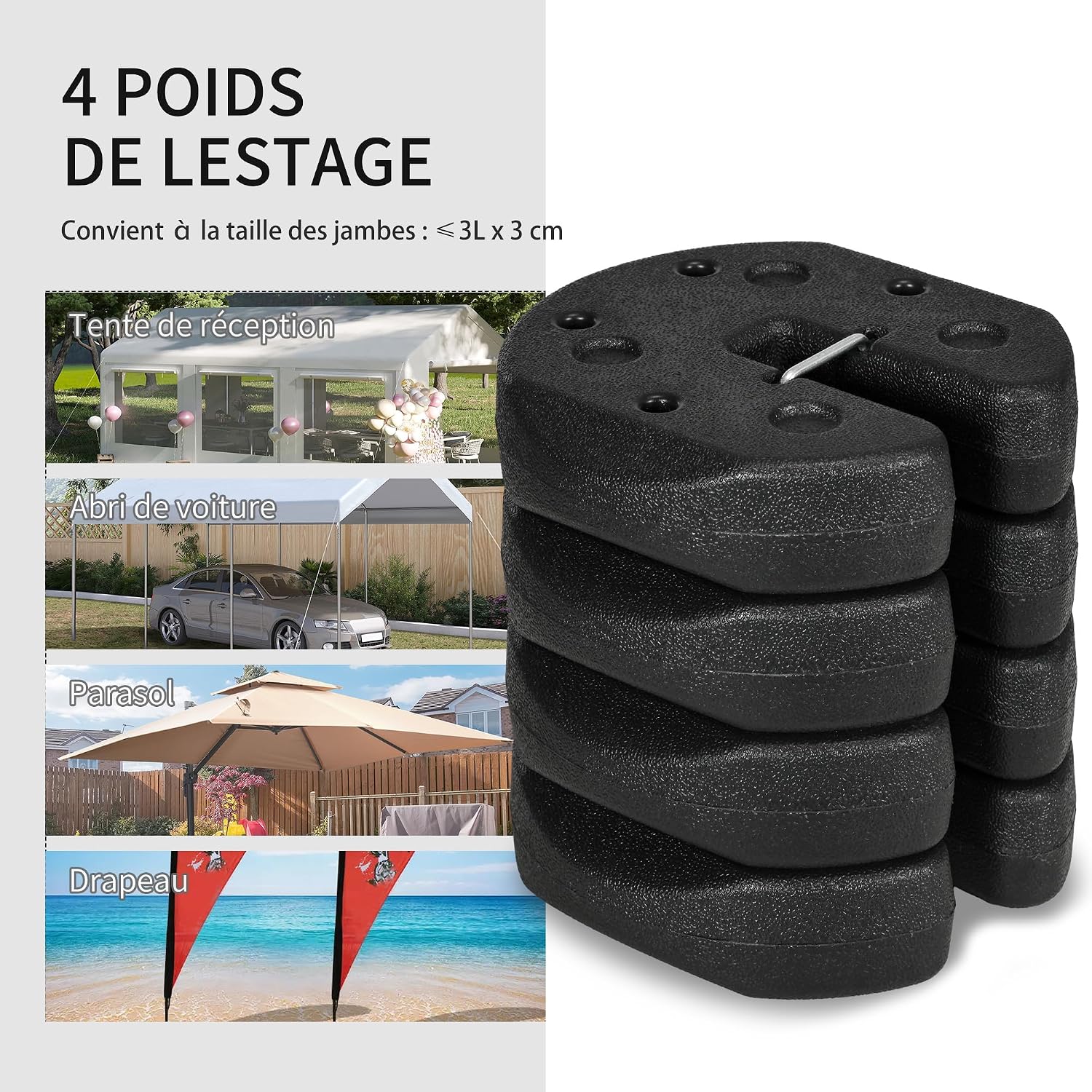 Detalle 2 de Outsunny Poids de lestage 4pcs pour tonnelle