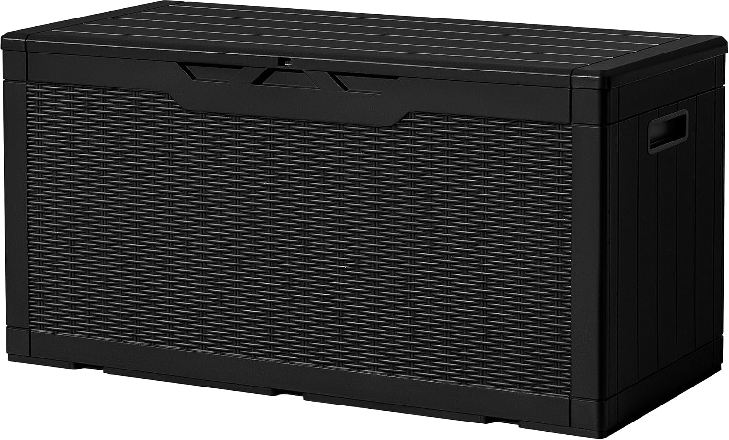 Detalle de Devoko 24312BK Resin Deck Box, 100-Gallon Outdoor Storage, Lockable