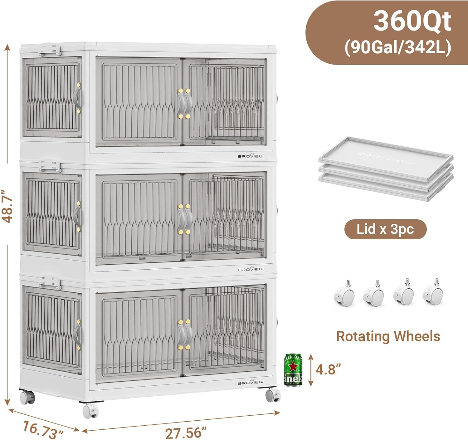 Detalle 2 de BROVIEW Stackable Storage Bins 3-Pack