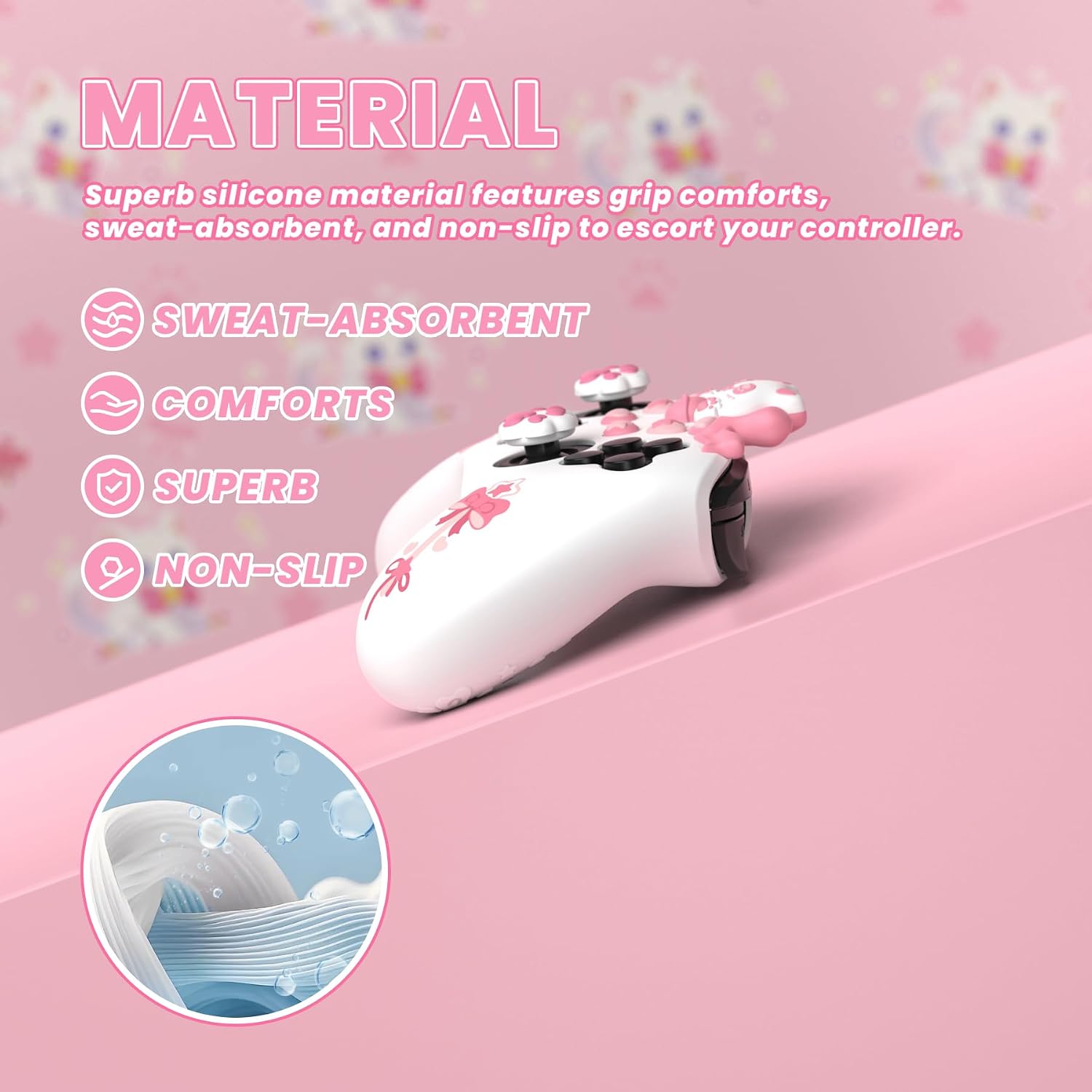 Thumbnail 4 de PlayVital Sweetheart Kitty Silicone Skin for Switch Pro Controller 🕹