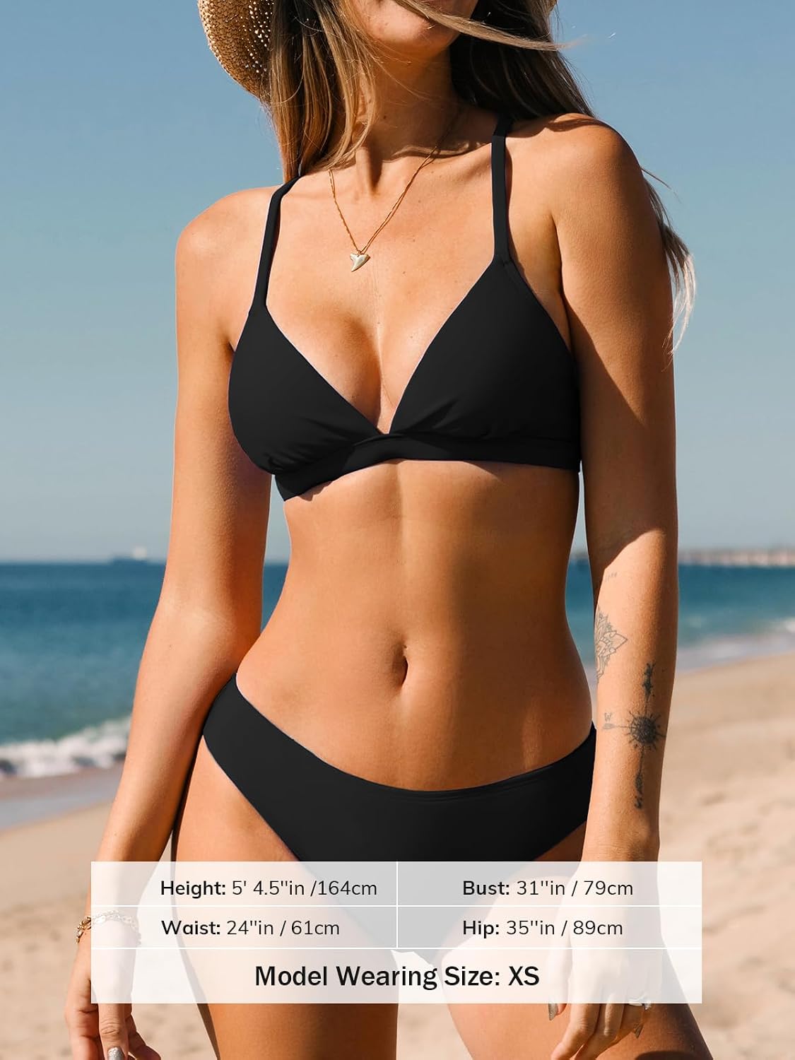 Detalle de CUPSHE Women's Bikini Set Triangle Contrast Trim Bikini Swimsuit