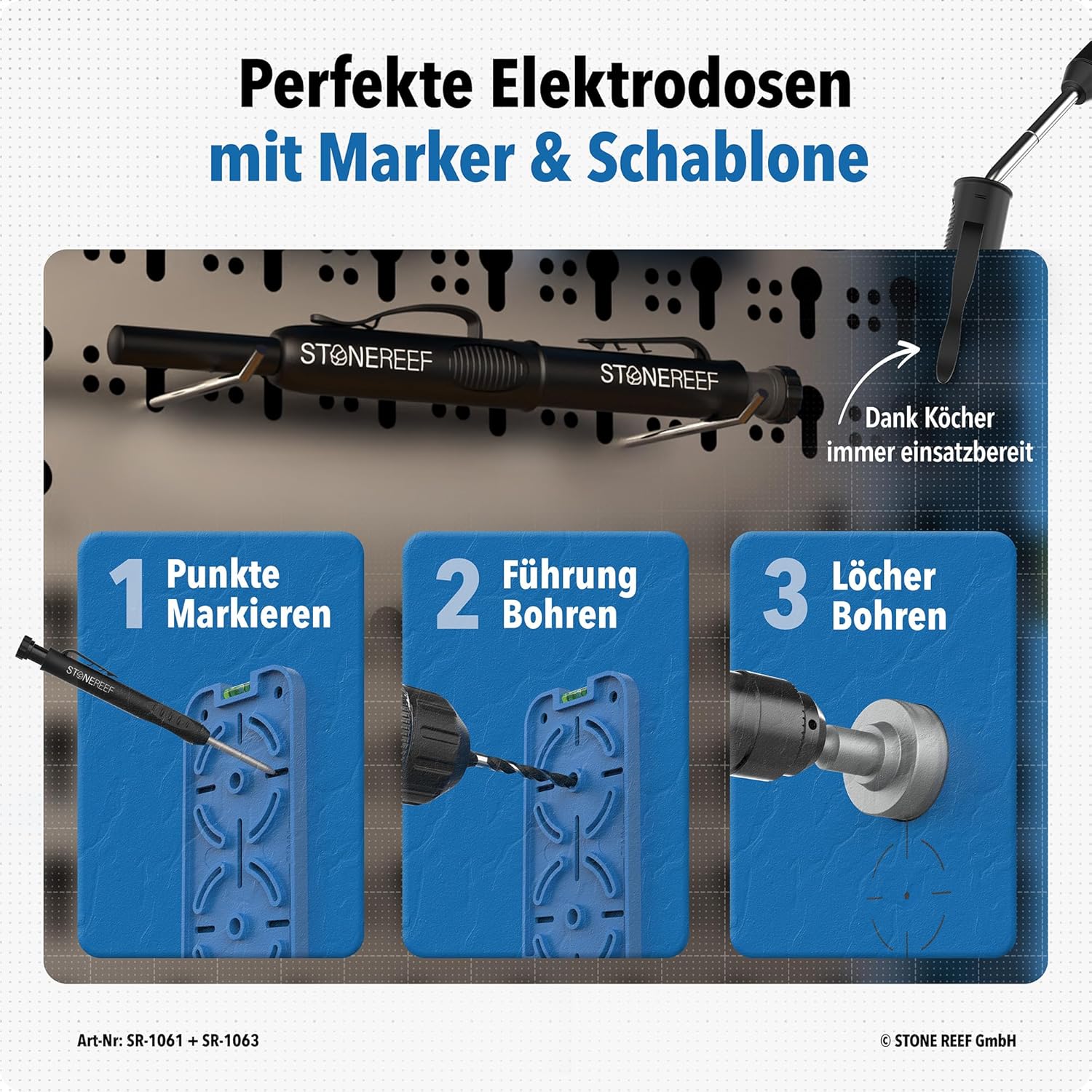 Thumbnail 3 de STONE REEF Bohrschablone für Steckdosen mit Tieflochmarker – für 71 mm und 91 mm