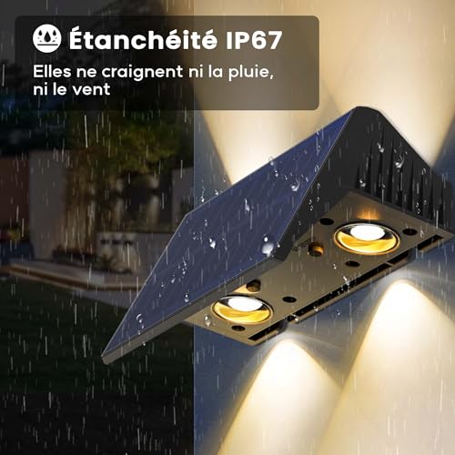 Thumbnail 6 de IIRARA Applique Solaire Extérieur – Lot de 4 LED blanc chaud IP67, 100 lm, 1500 mAh