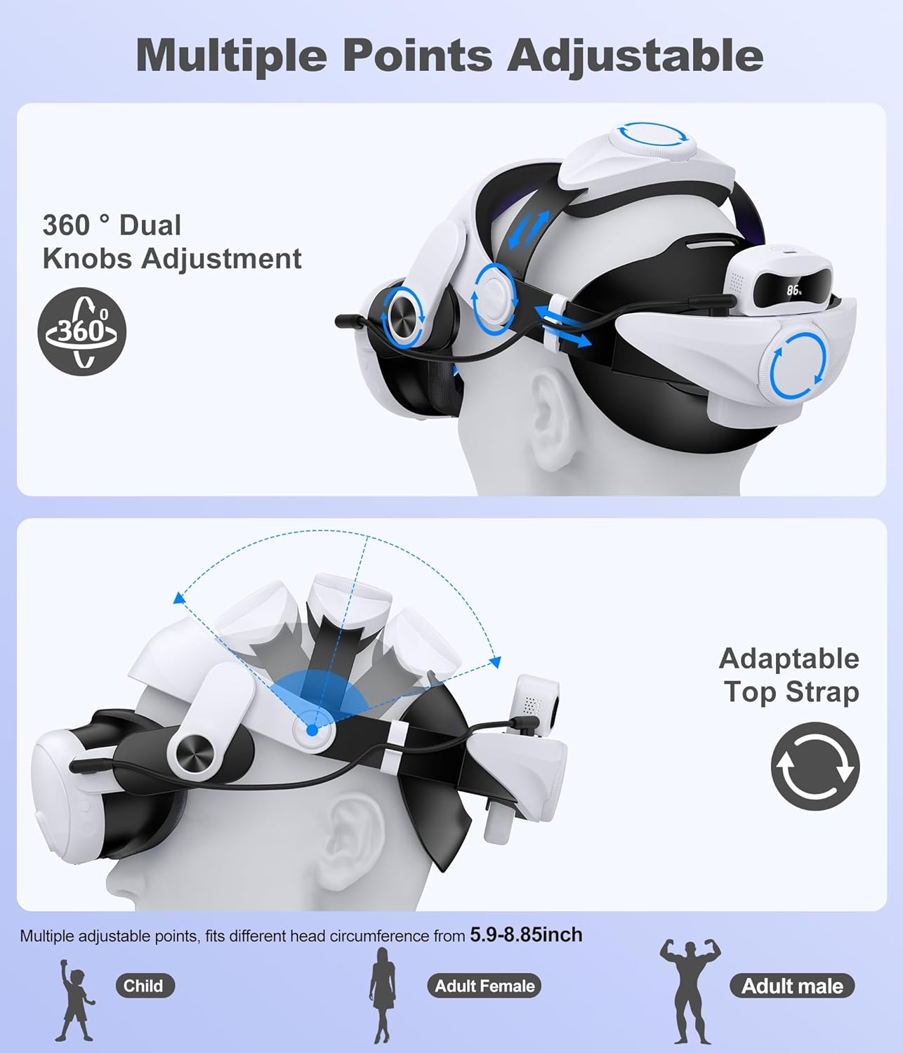 Thumbnail 3 de Comfortable Head Strap for Meta Quest 3 with 7500mAh