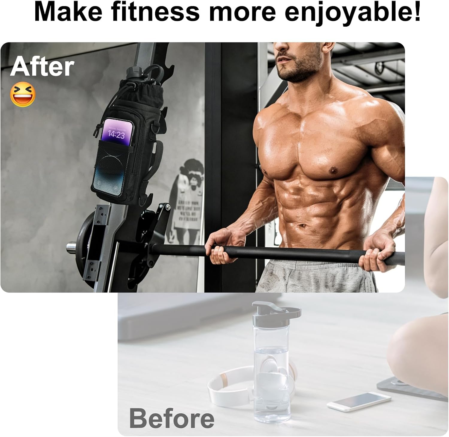 Thumbnail 3 de Magnetic Gym Bag Water Bottle Holder with Multi-Pocket Storage