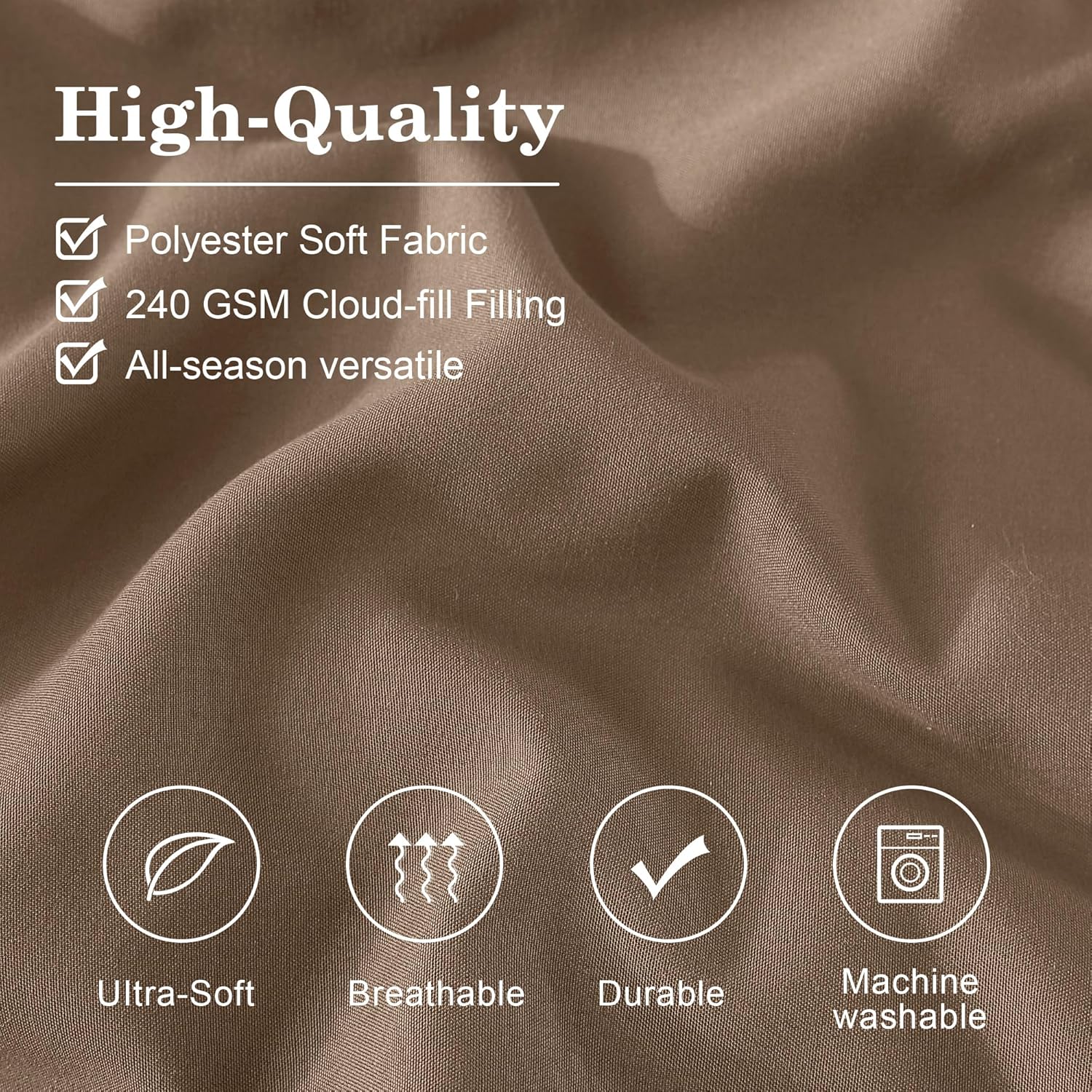 Detalle de Monbix King Size Comforter Set (7 Pieces) in Raw Umber Bed in a Bag