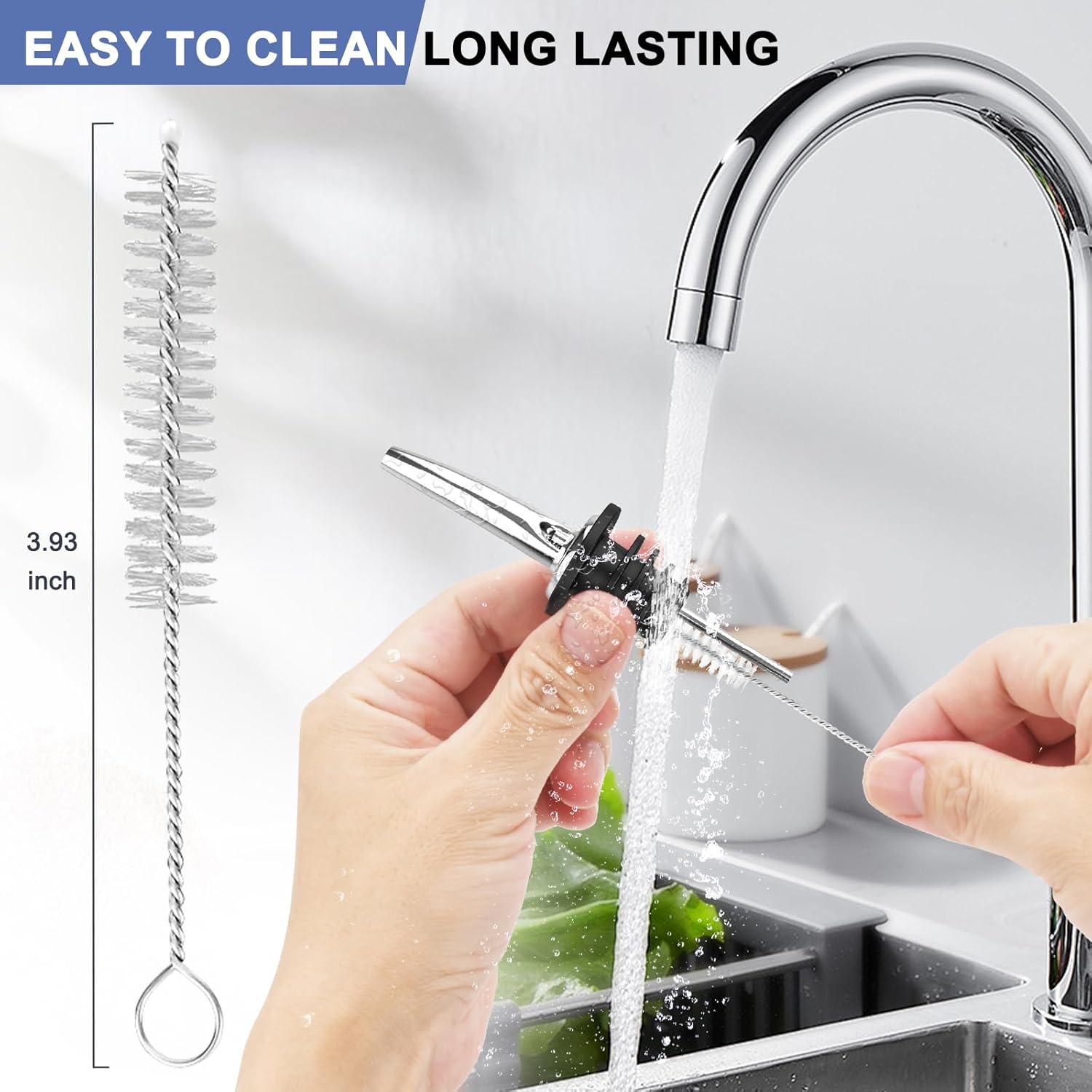 Detalle de SINLUCESCE 60-Pack Stainless Steel Pour Spouts for Liquor Bottles (Rubber Dust Caps)