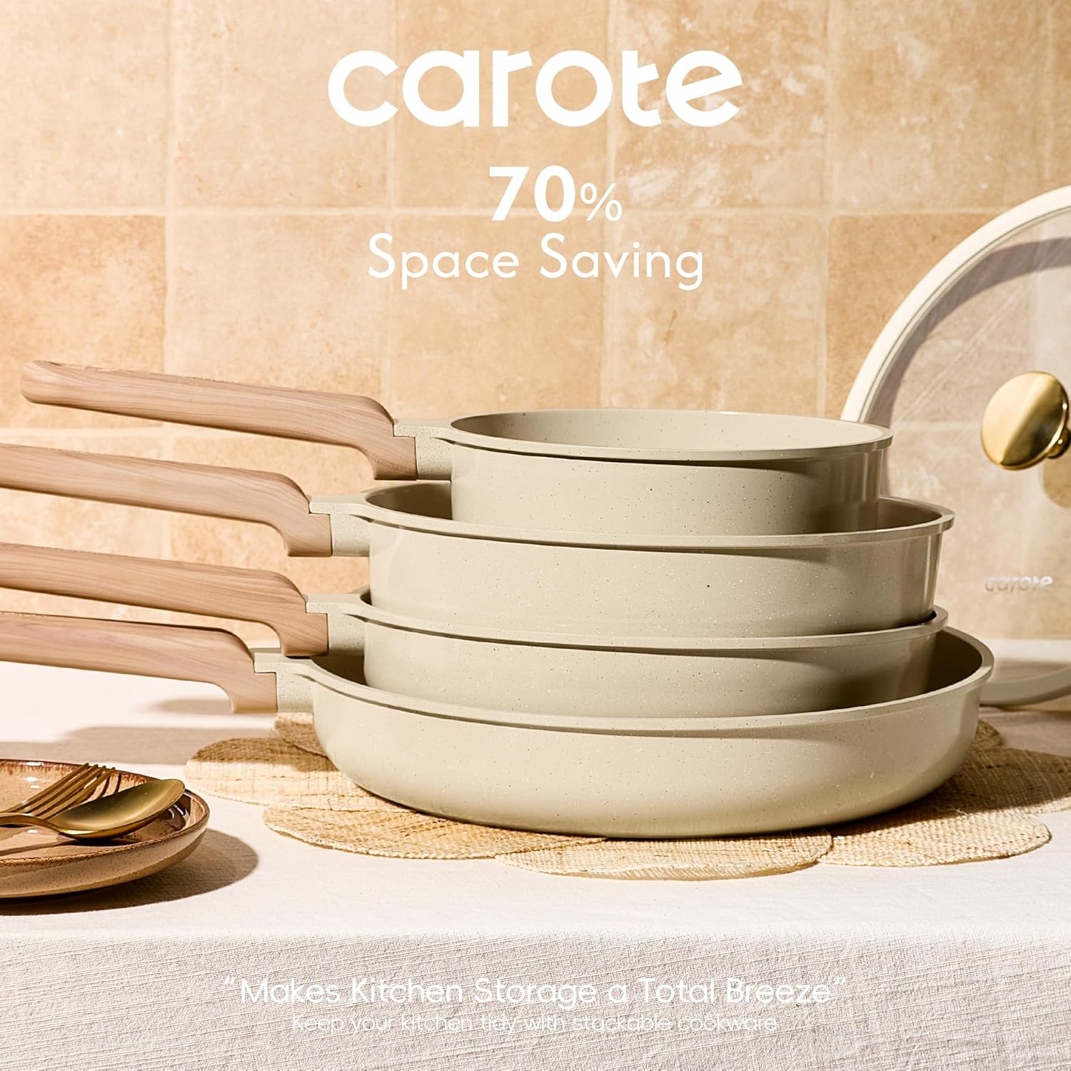 Thumbnail 5 de CAROTE 14Pcs Ceramic Nonstick Cookware Set