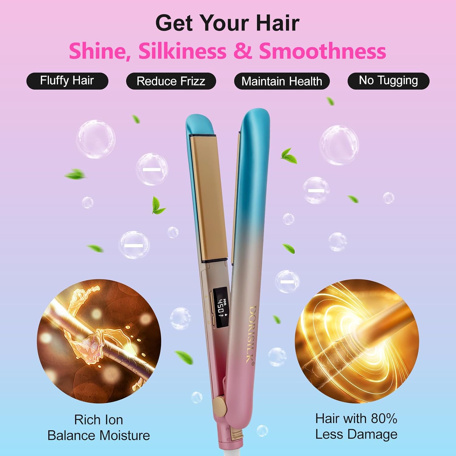 Thumbnail 6 de DORISILK Colorful Flat Iron 450 Degrees: 2-in-1 Ceramic Hair Straightener & Curler