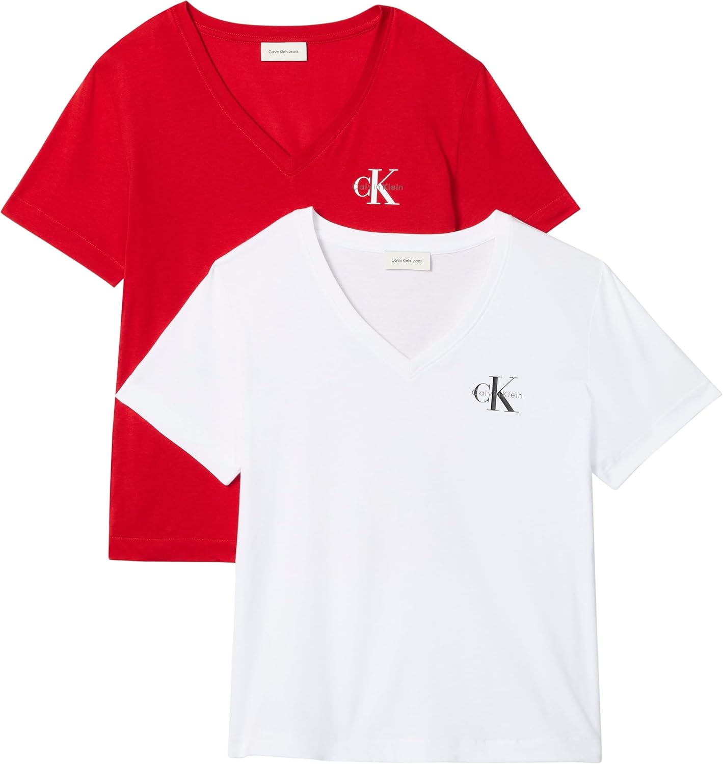 Thumbnail 6 de Calvin Klein Damen 2er Pack T-Shirts Kurzarm Logo Tee mit V-Ausschnitt