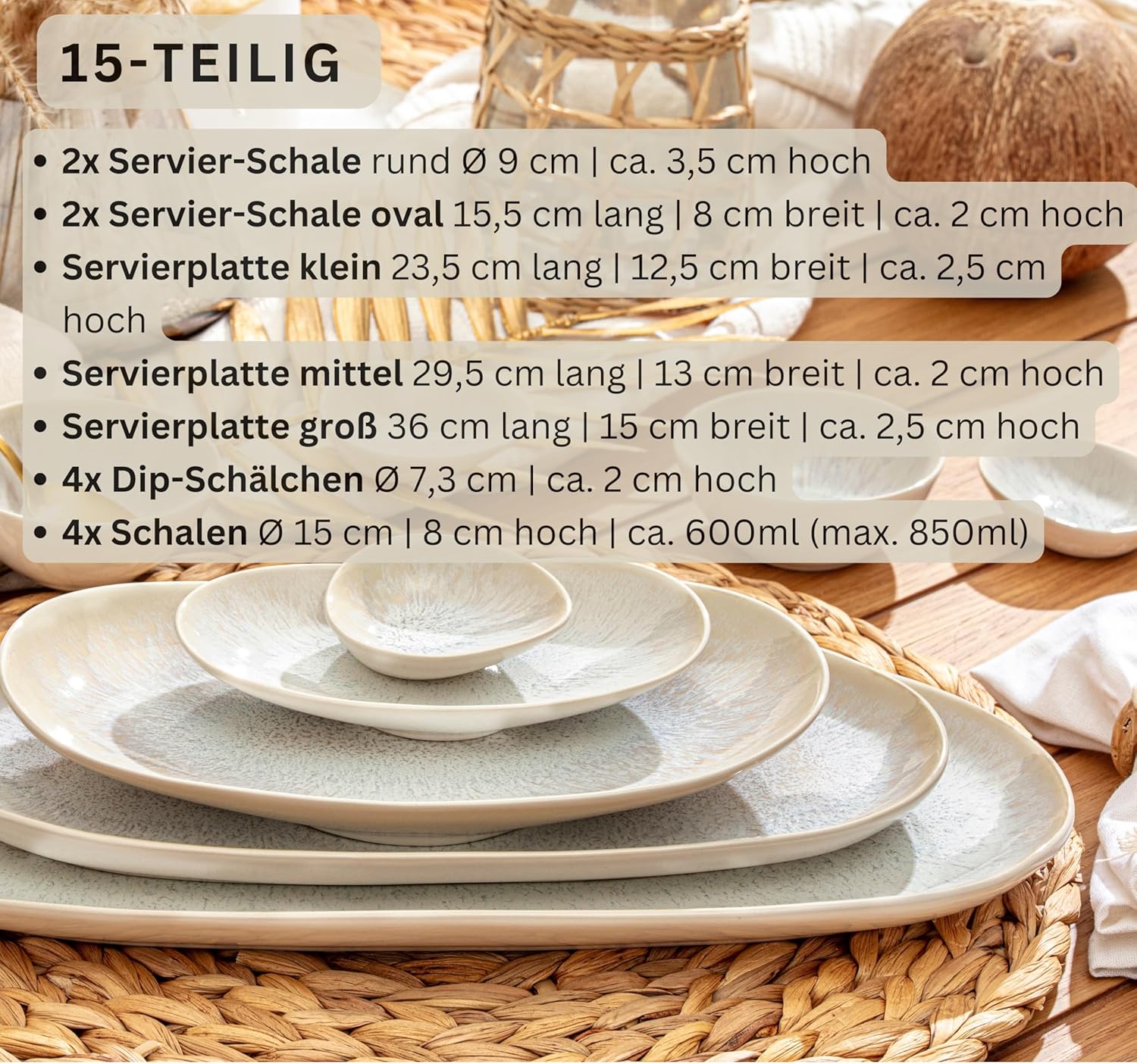 Detalle 2 de SÄNGER Korfu 15-tlg Servierplatten Set
