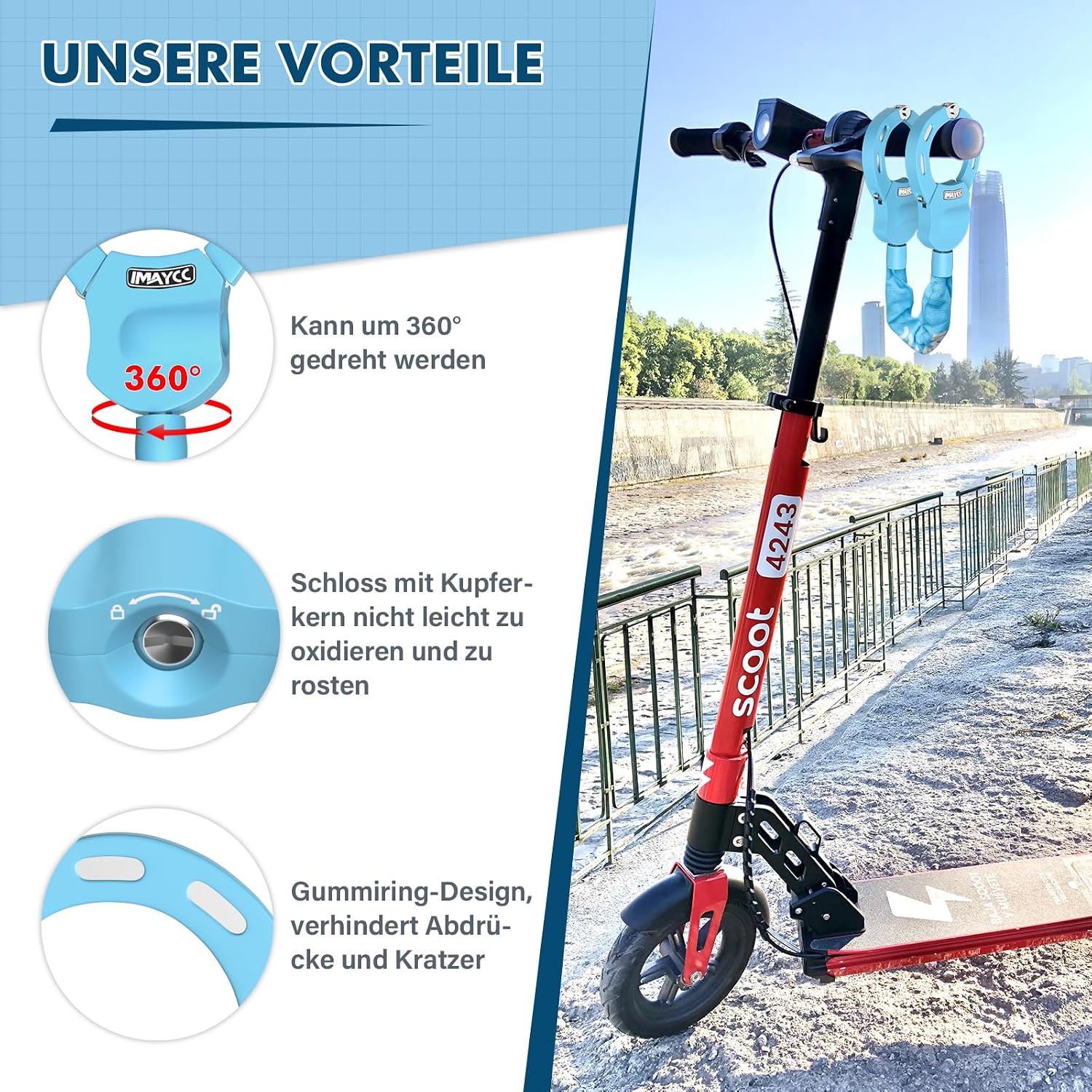 Thumbnail 5 de IMAYCC E-Scooter Schloss aus Stahl