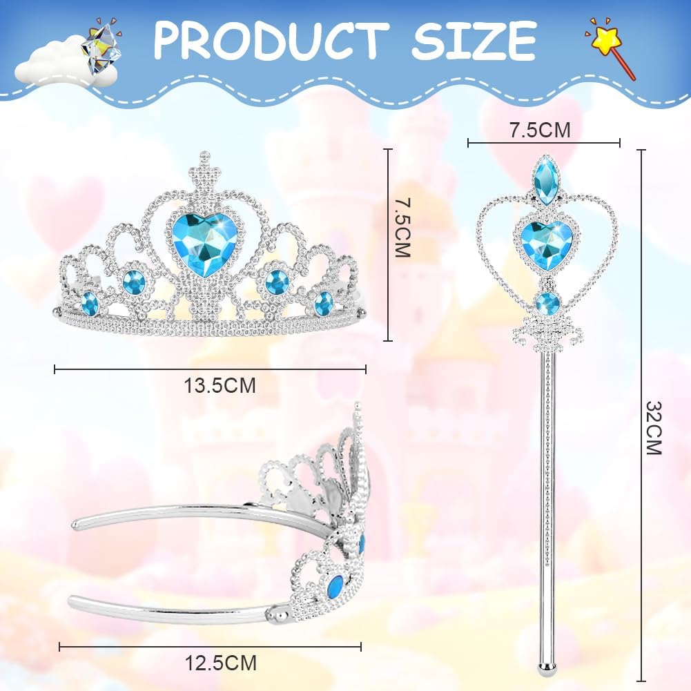 Thumbnail 1 de Aolso Elsa Dress Up Accessories Set (6 pcs) – tiara crown and magic wand princess props for girls