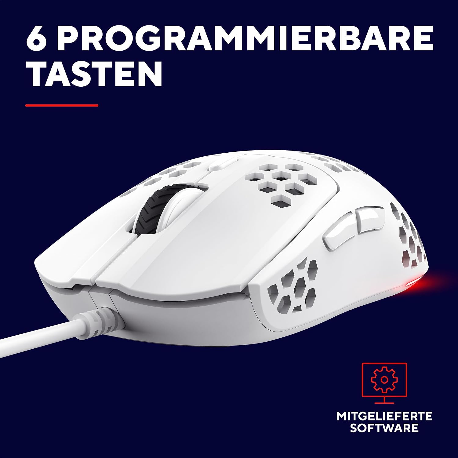 Detalle de GXTrust Helox Gaming Maus USB – Ultraleichtes 65 g Gaming-Original mit DPI 200–6400, 6 Tasten, RGB-Beleuchtung