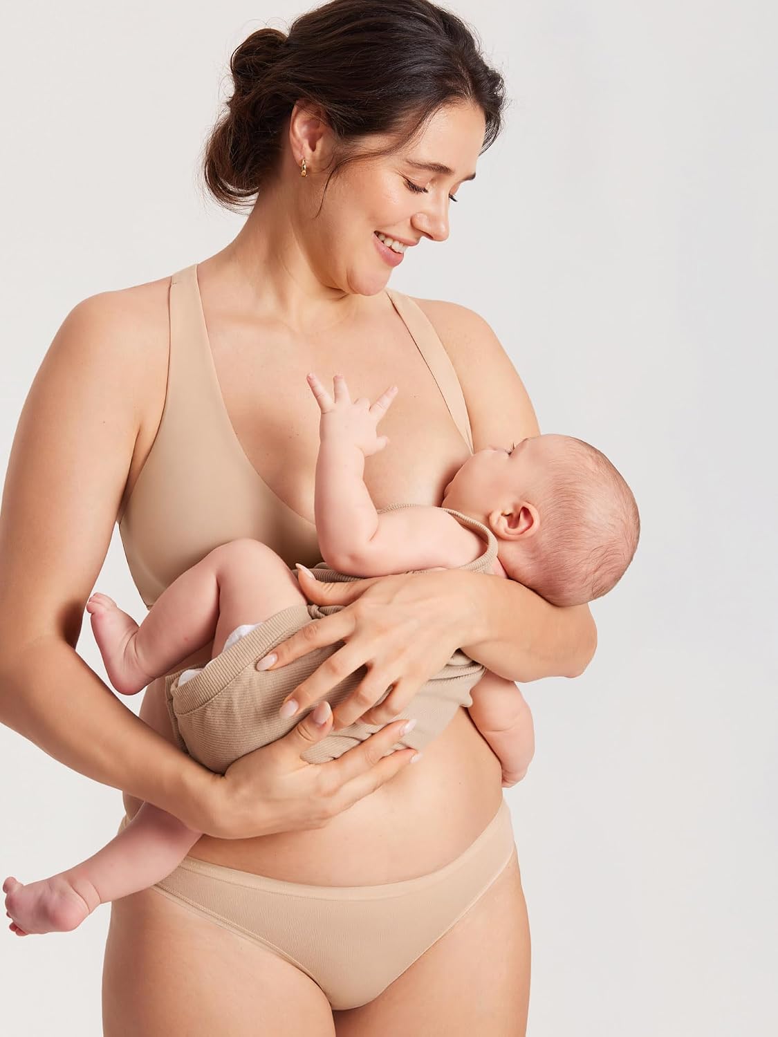 Detalle de MOMANDA Still-BH ohne Bügel Soft Racerback (Seamless Bralette) für Schwangerschaft & Stillzeit