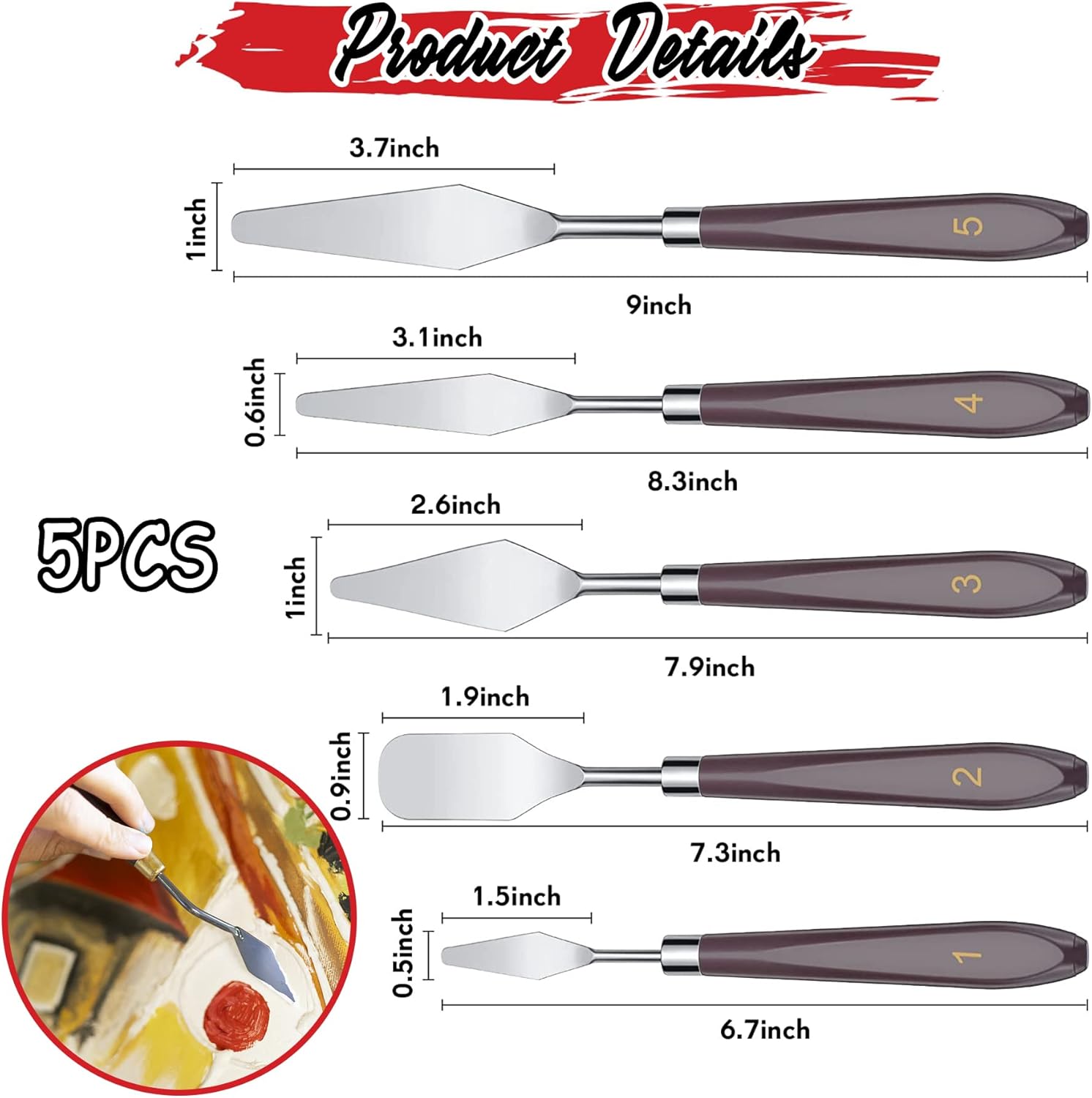 Thumbnail 1 de 11-teilige Palette Messer- & Abstreifermesser-Set für Ölgemälde aus Edelstahl (5× Metall + 6× Kunststoff) – Malwerkzeug-Set mit Strukturpaste-Spachteln
