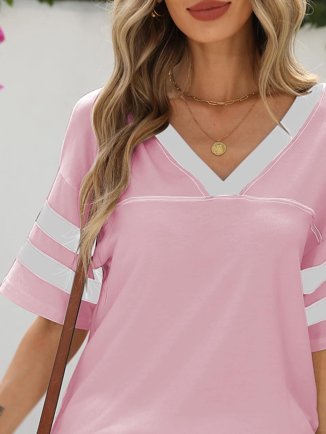 Thumbnail 3 de Famulily Women's Casual V Neck Short Sleeve T-Shirt
