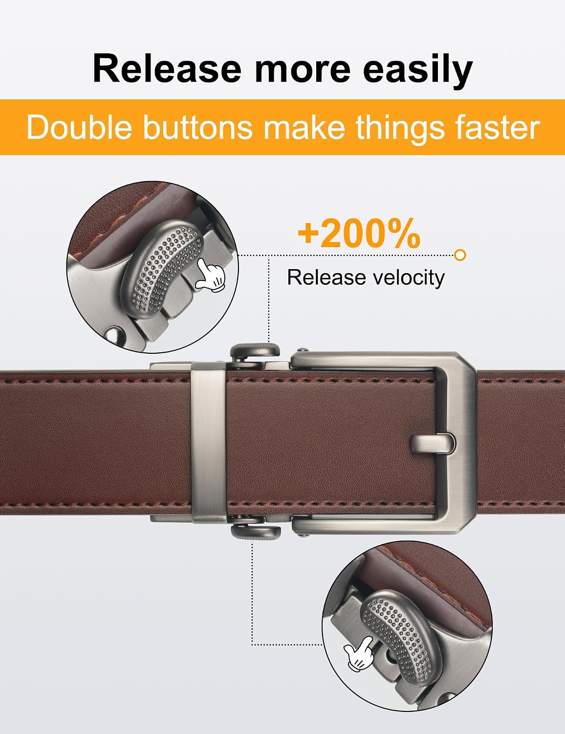 Detalle 2 de JUKMO 1,5“-Leder-Ratschengürtel (38 mm) für Herren in Geschenkbox