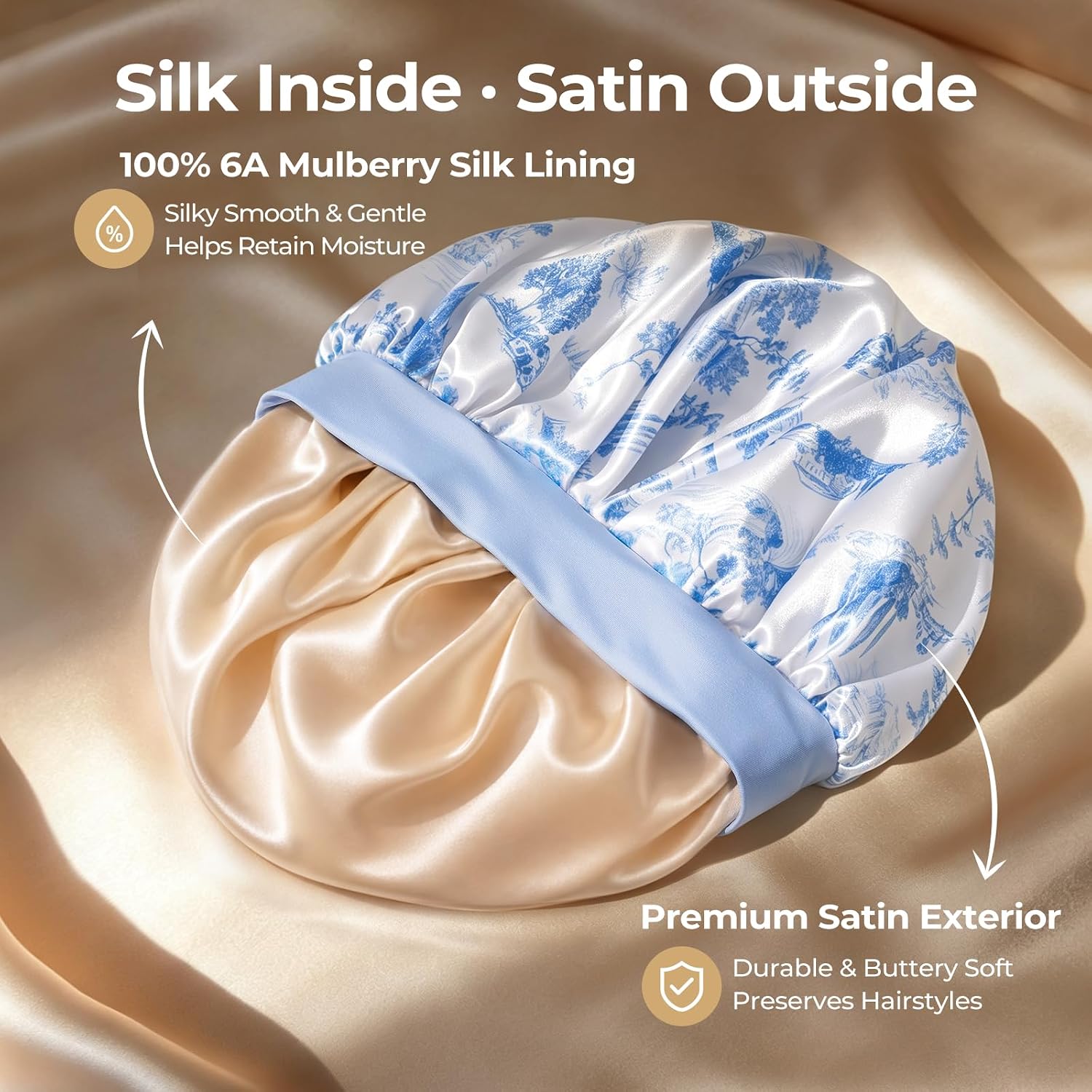 Detalle de Umisleep Silk Sleep Bonnet, 22 Momme
