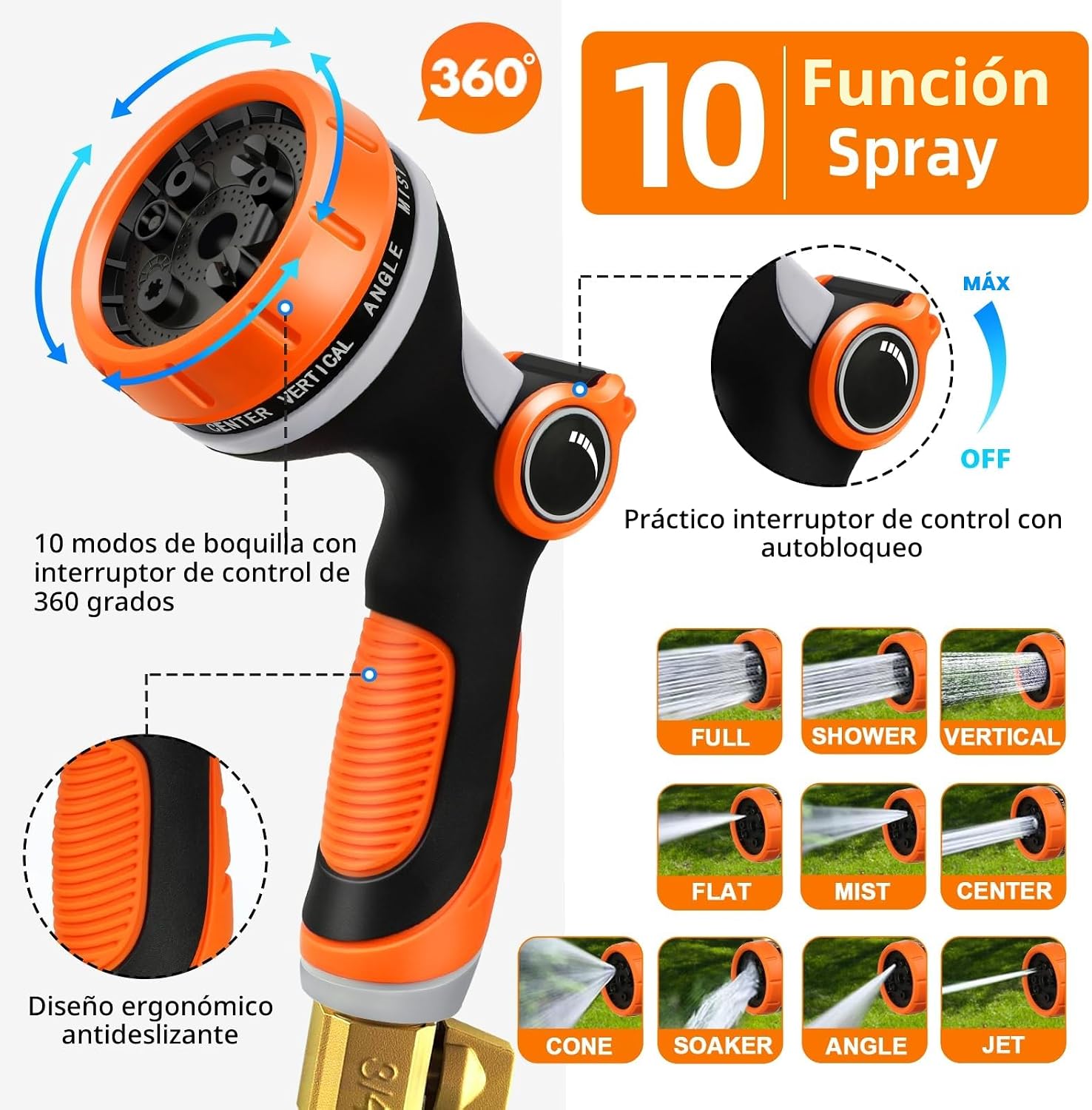 Detalle 2 de Edonkvi Manguera Jardin Extensible 15 Metros: flexible, resistente y completa para riego y limpieza