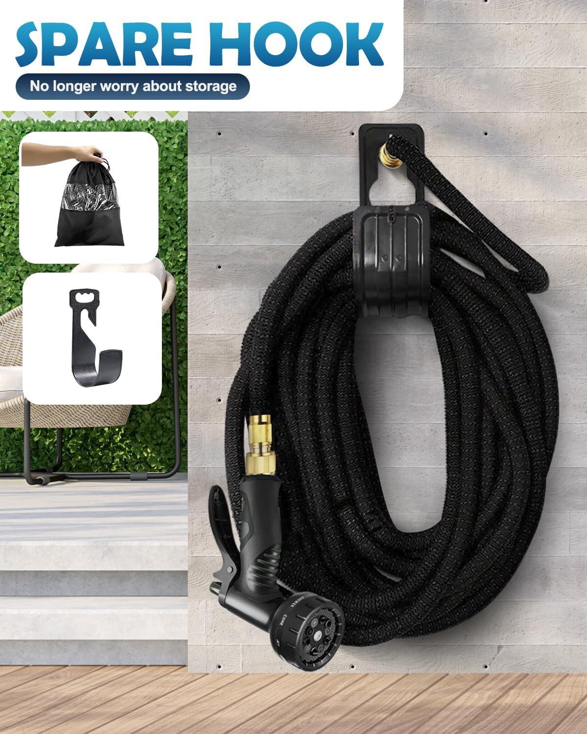 Thumbnail 6 de 150FT Expandable Garden Hose with 10-Function Spray Nozzle – leak-proof, kink-free flexible pipe (1/2 & 3/4 fittings)