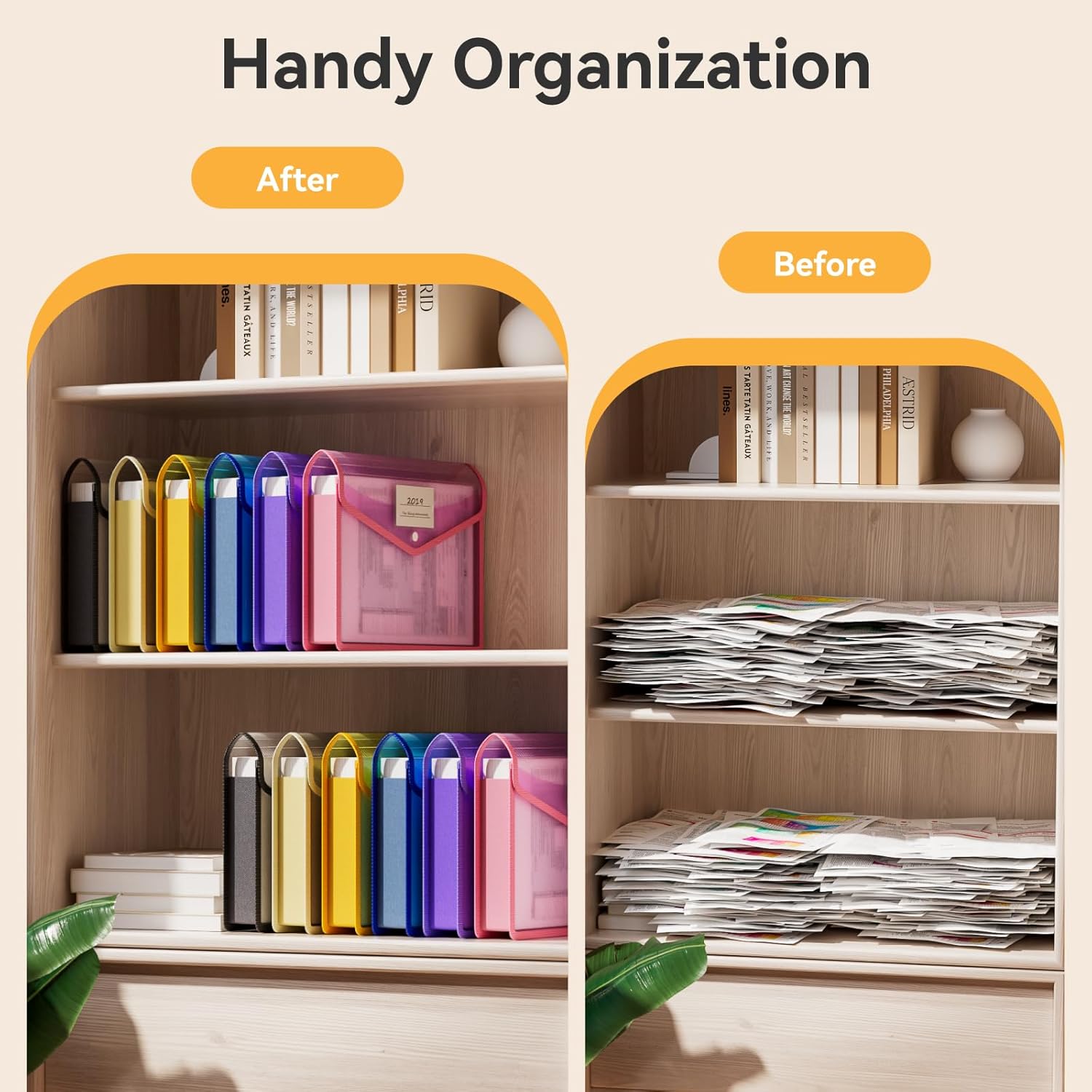 Thumbnail 5 de ABC life A4 Plastic Wallets (6 Pack) with Snap Button, Expanding Poly File Folders & Transparent Pockets
