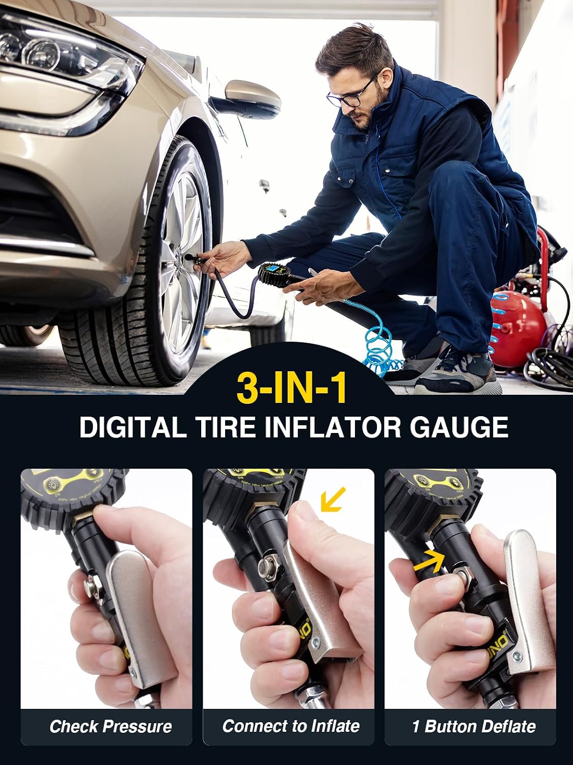 Detalle 2 de AZUNO Digital Tire Inflator, 200 PSI