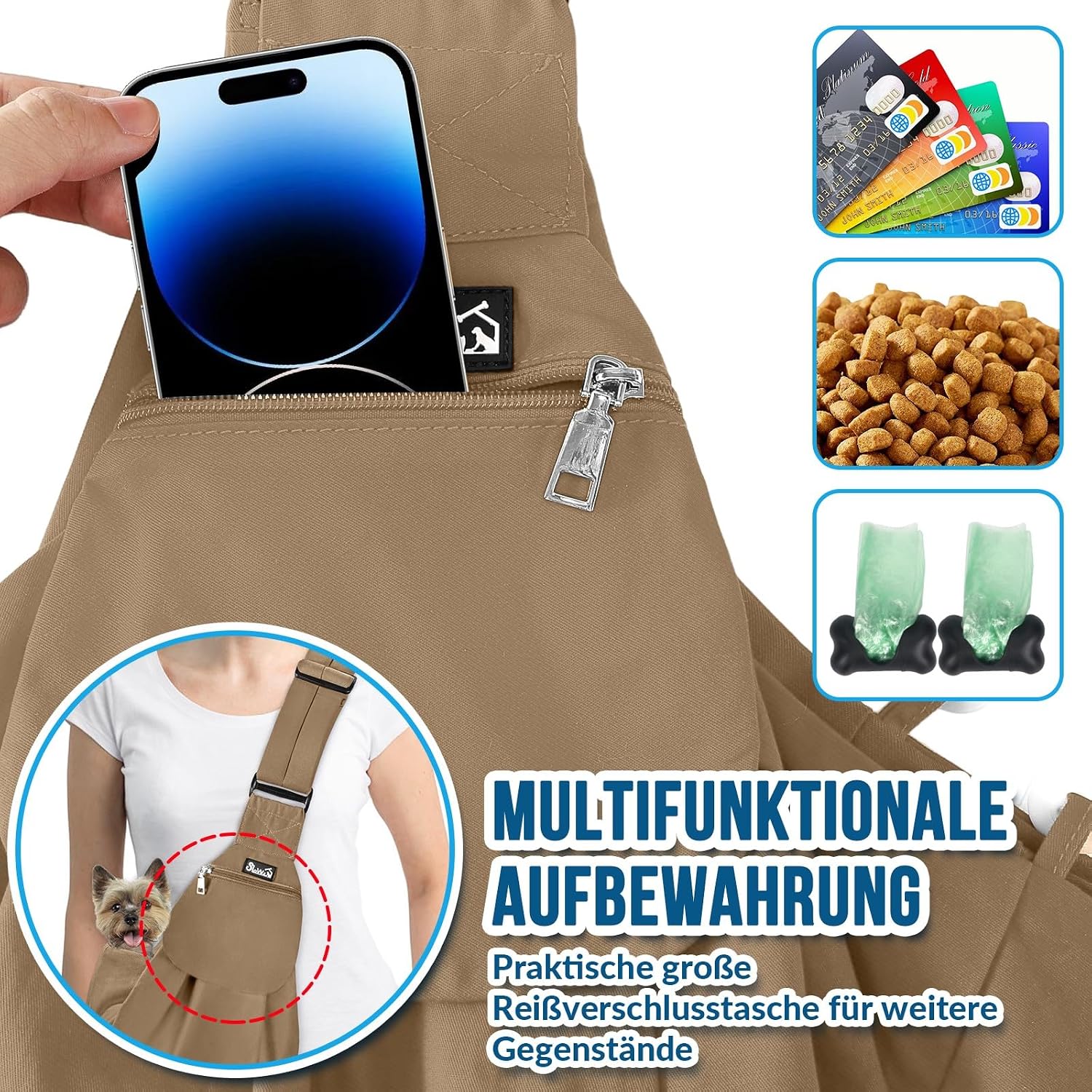 Detalle de SlowTon Hundetragetasche – verstellbarer Schultergurt, wasserdicht, für kleine Hunde bis 3,6 kg