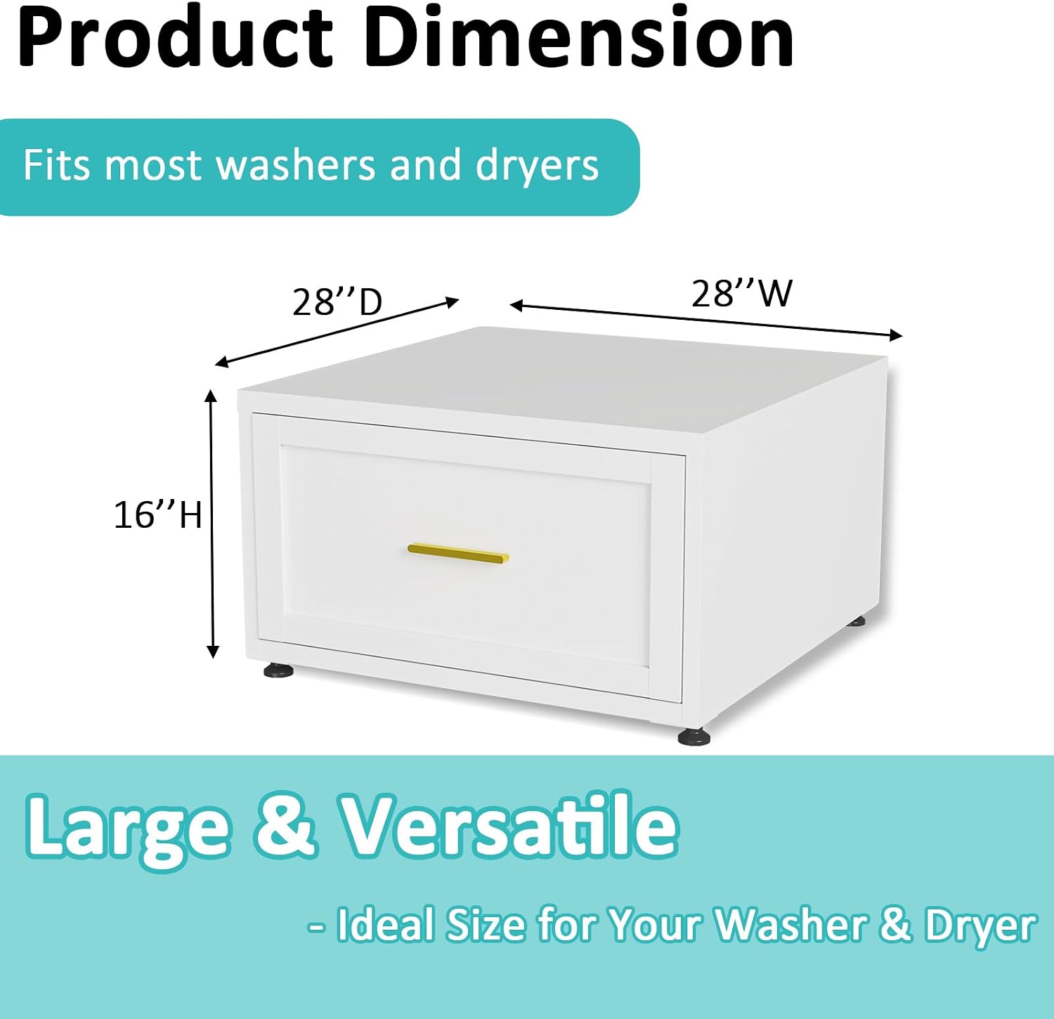 Thumbnail 1 de Qxdyt Laundry Pedestal-Black, 16-Inch Steel Washer and Dryer Stand with Drawer