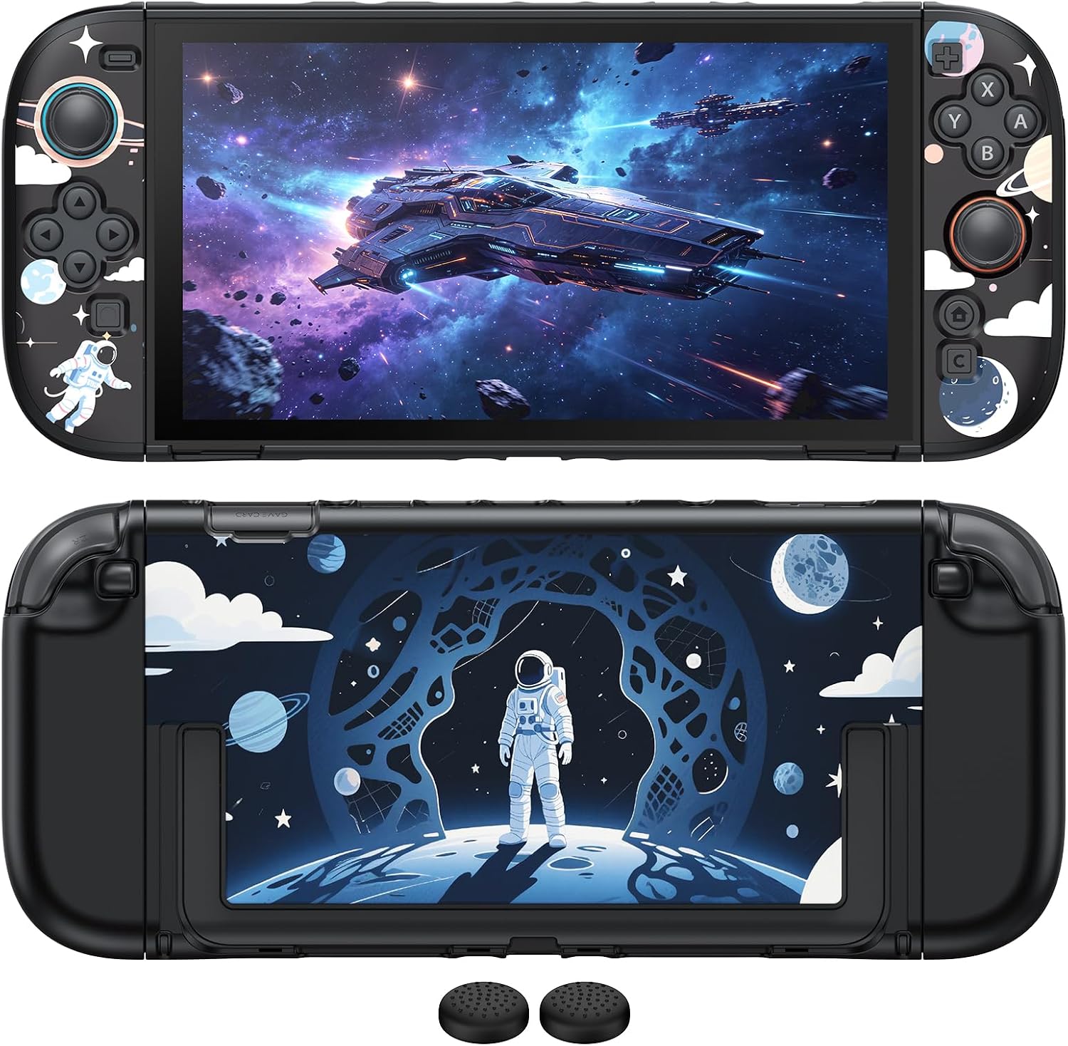 Detalle de FYOUNG Dockable Protective Case for Nintendo Switch 2, Slim Polycarbonate Space Pattern