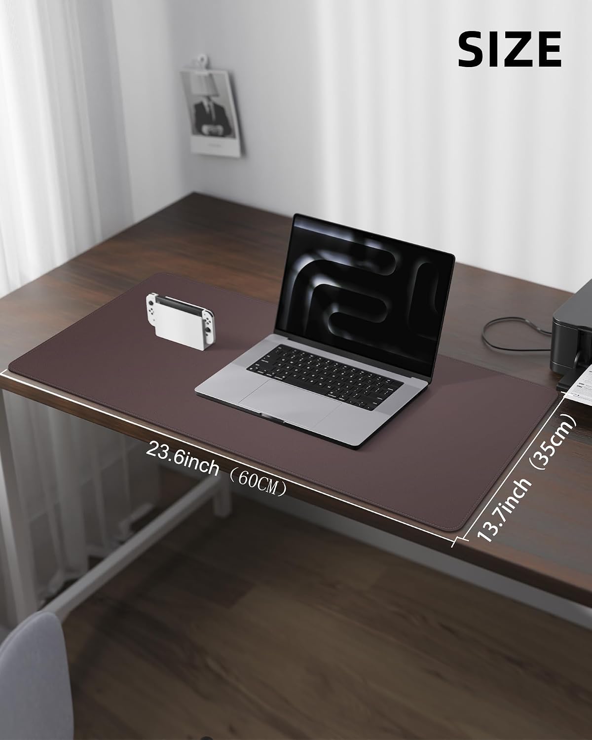 Detalle de AFIING Leather Desk Mat Protector (Large) – 140 x 60 cm, Coffee