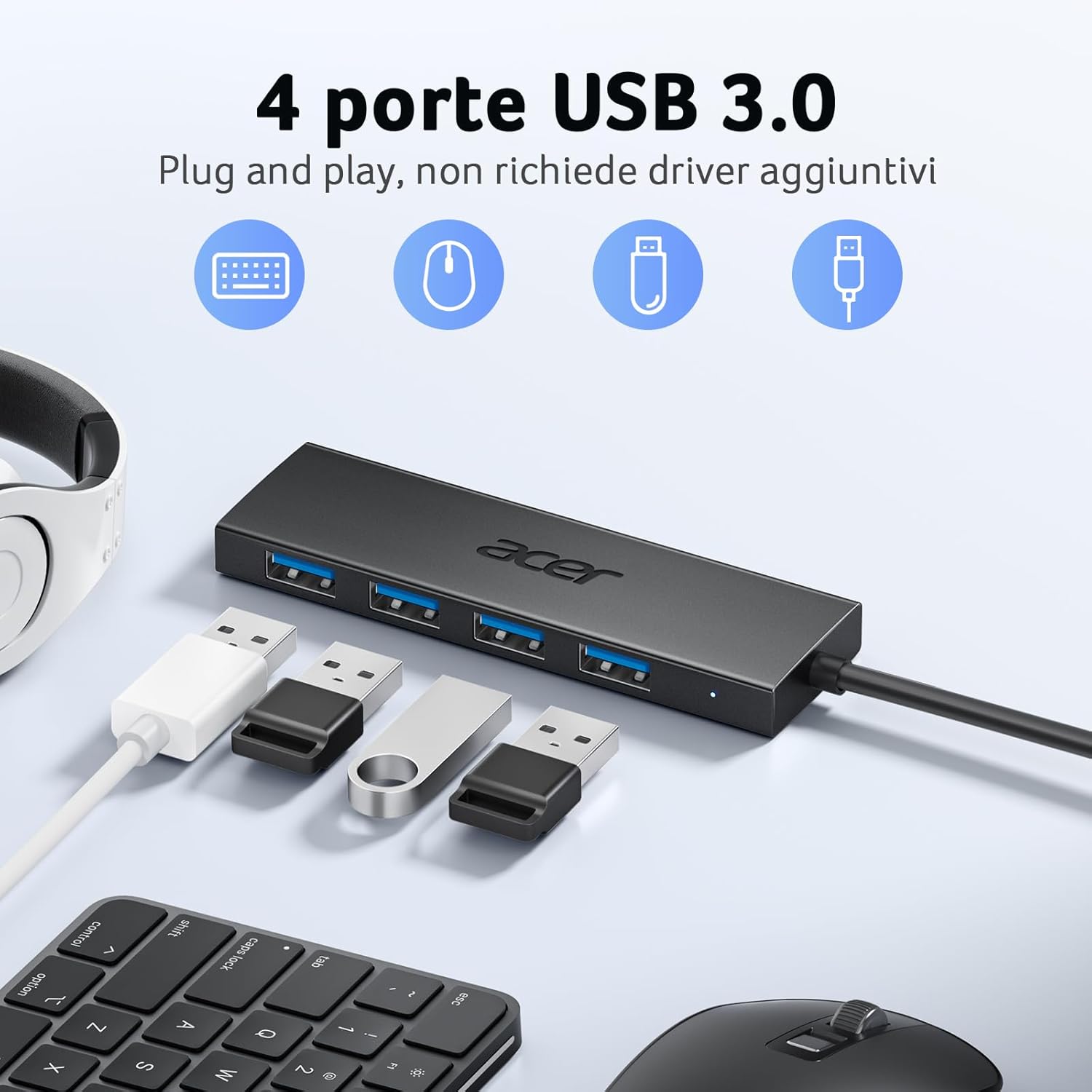 Thumbnail 1 de Acer Hub USB 3.0 5 porte ad alta velocità 5 Gbps per laptop 💻
